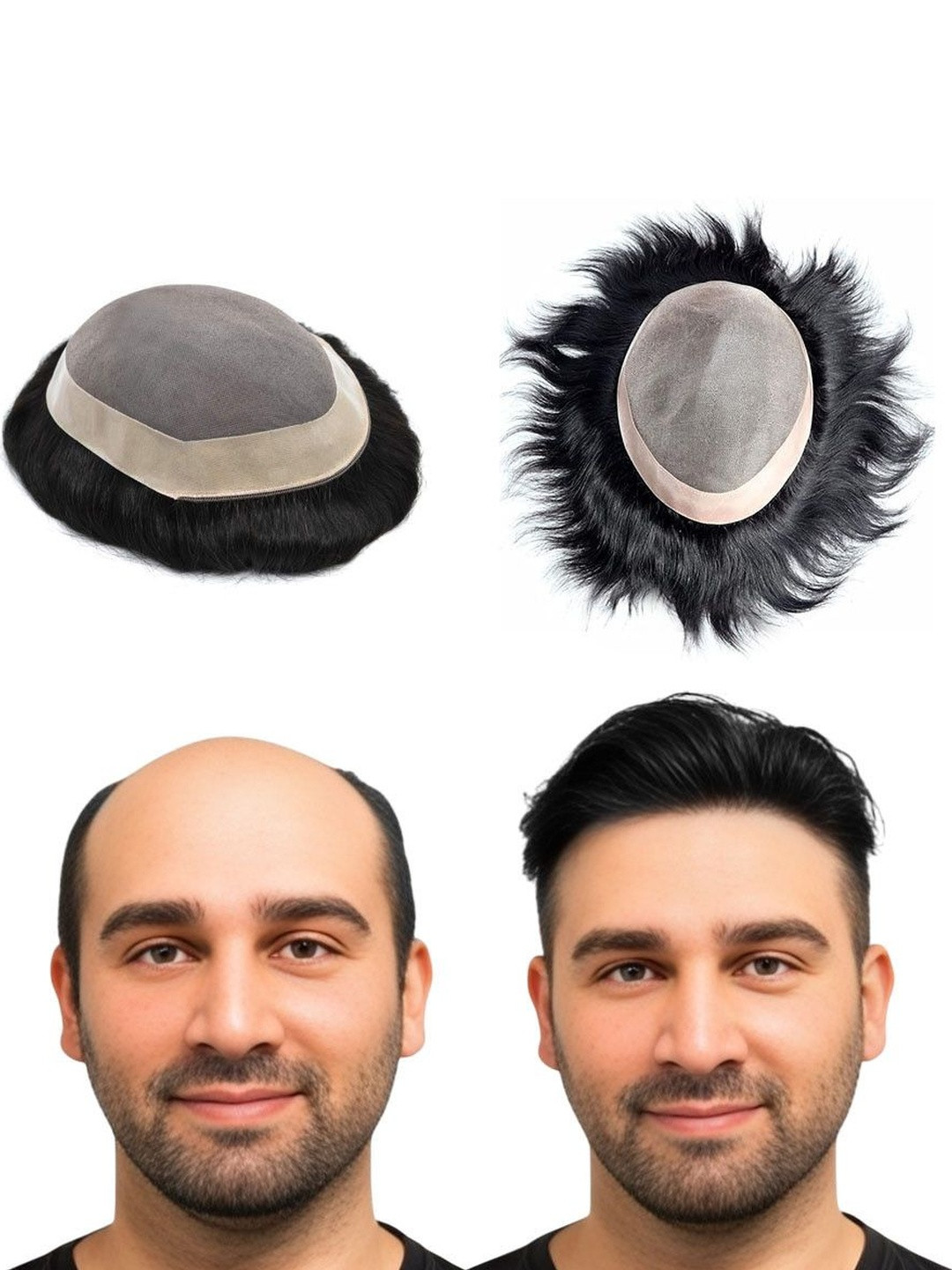 VIEWS Tape-In Wavy Toupee Hair Extension - Black - 7.5 Inch
