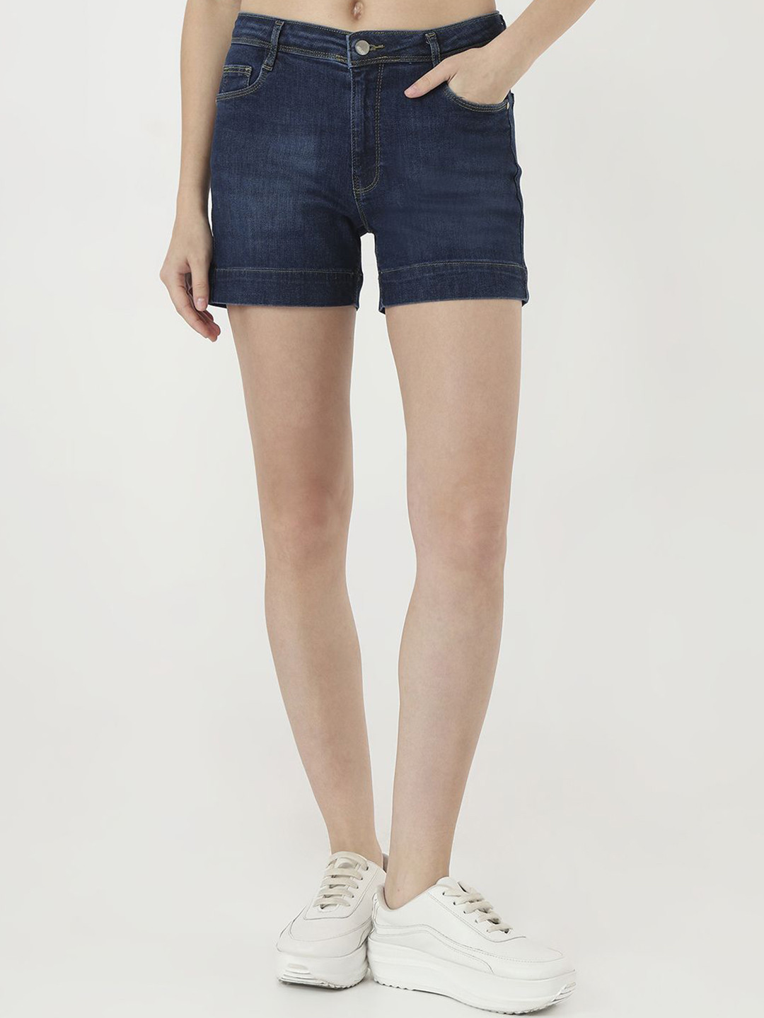 Kraus Jeans Women Slim Fit High-Rise Denim Shorts