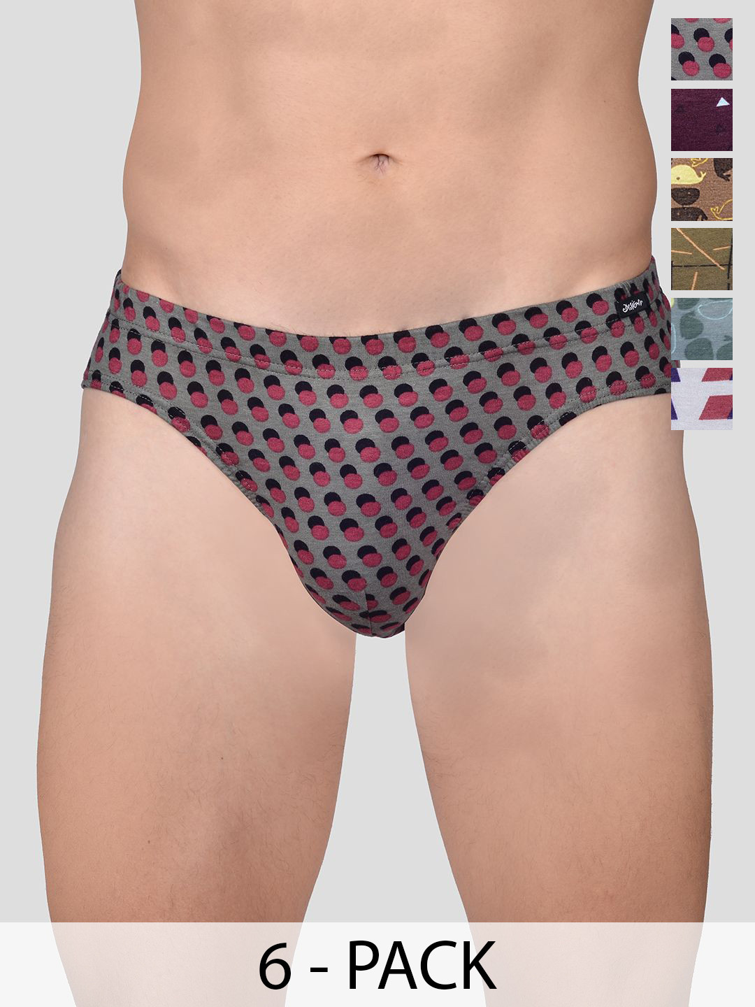 FRENCHIE Pack Of 6 Assorted  Basic Briefs FR-MI-BF-DSGNR-2X6-IN-PO2-80