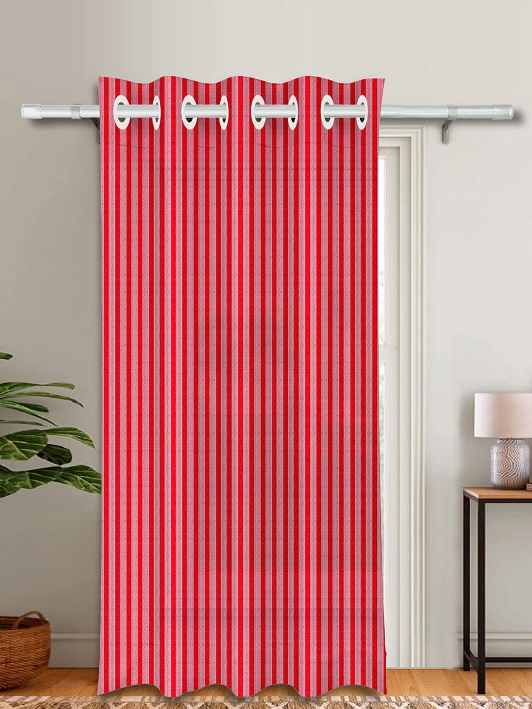 Aura Maroon Striped Door Curtain