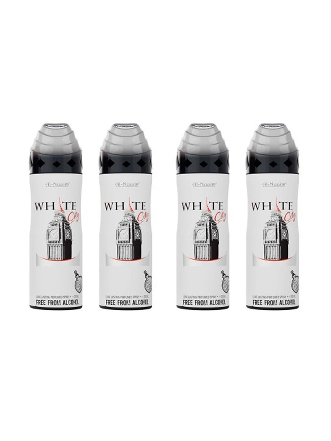 Al-Nuaim Set of 4 White City Long Lasting Alcohol Free Deodorant - 200 ml each