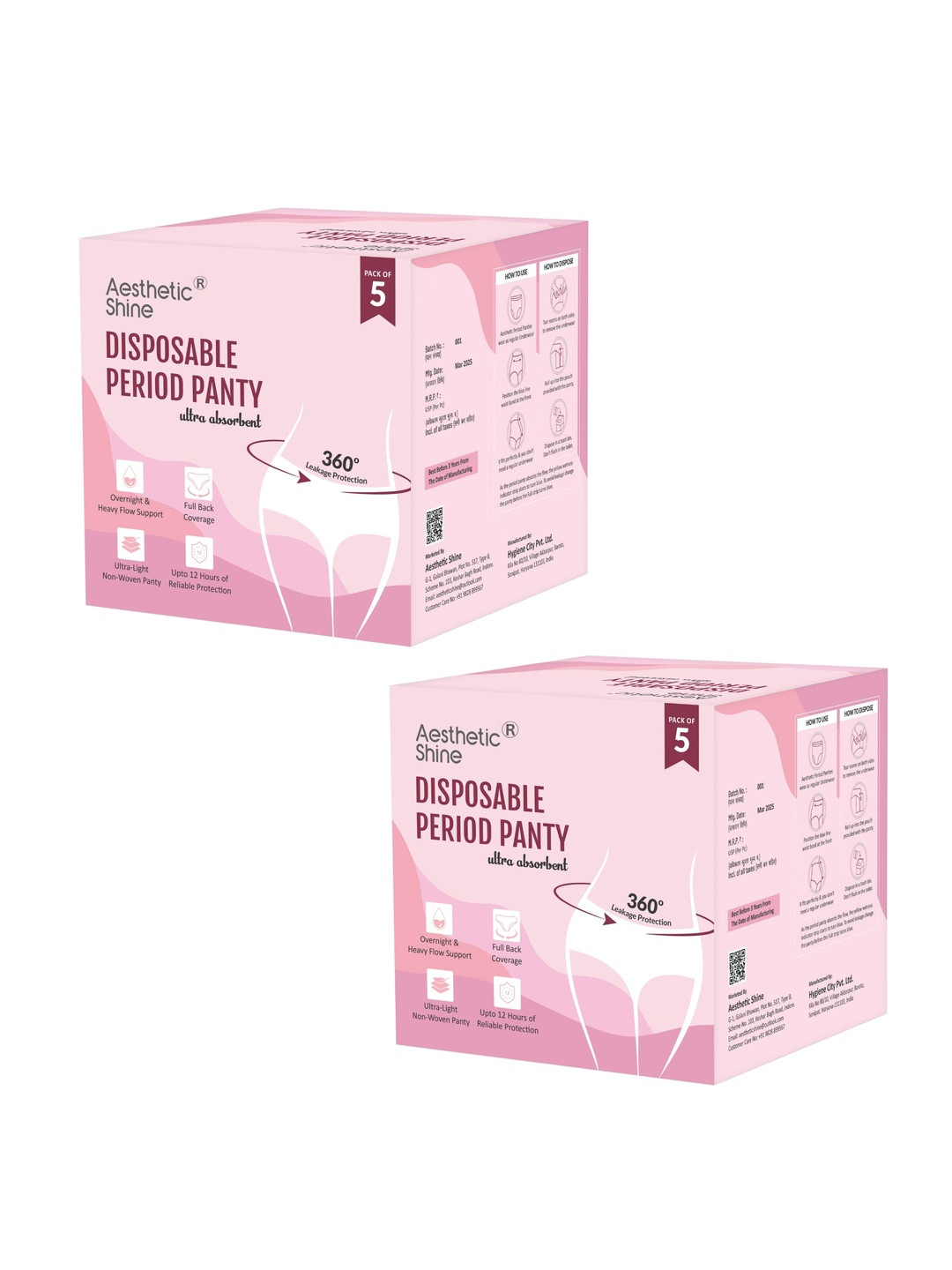 Aesthetic shine Women Pack of 5 Disposable Period Panty