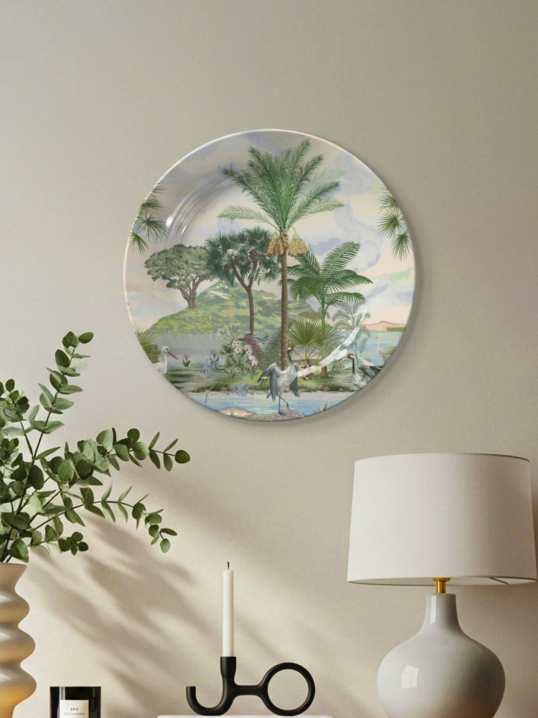 DESSINE ART Green Forest Landscape Decorative Wall Plate