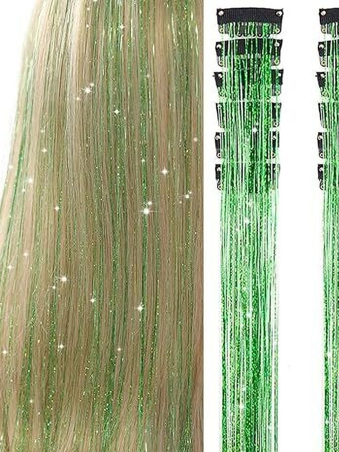 VIEWS Green Wavy Clip-In Locks Hair Extension 24inch