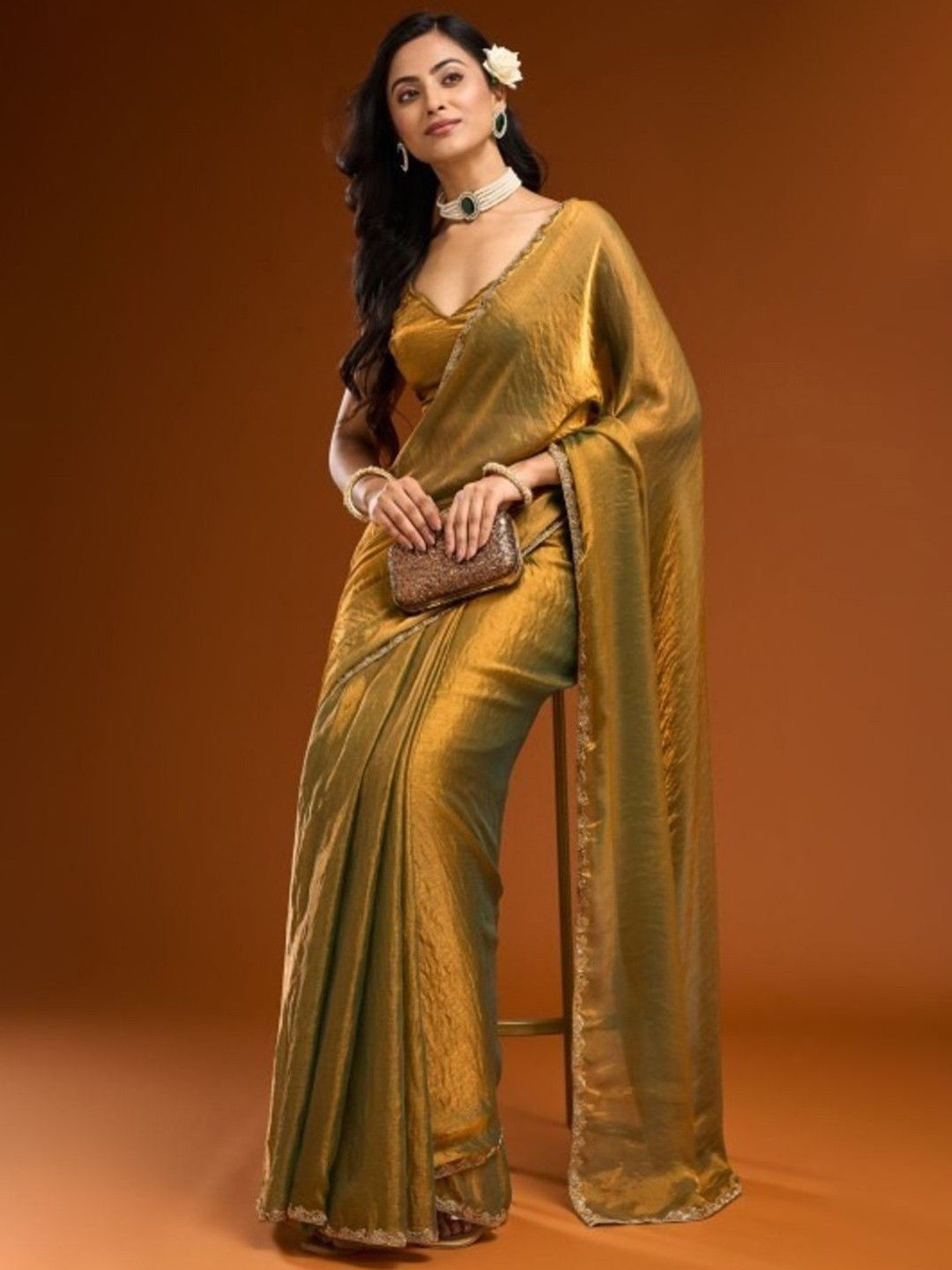 MISS CLOTHING  Embellished Beads and Stones Banarasi Saree