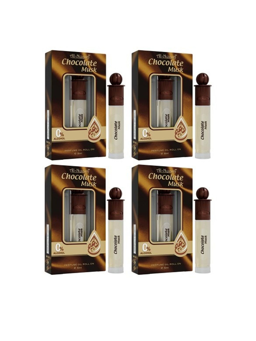 Al-Nuaim Set Of 4 Chocolate Musk No Alcohol Long Lasting Attar - 6ml Each