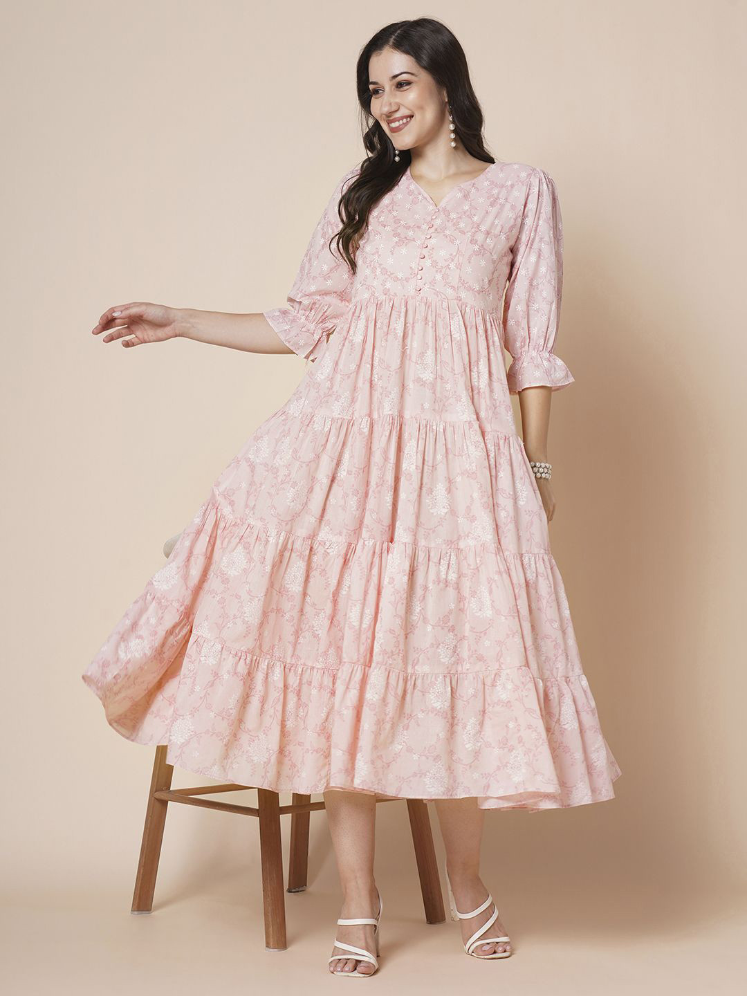 RATAN Women Floral Printed Screen Print Daily Pure Cotton Anarkali Kurta