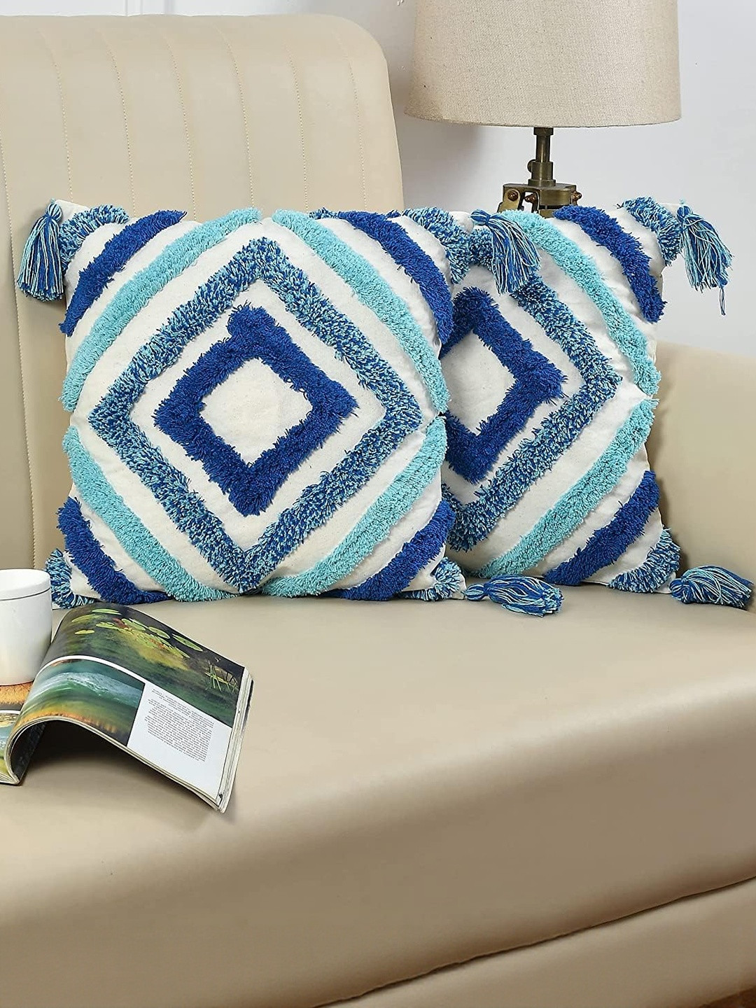 TINDLER KNOTS Set of 2 Multi Geometric Square Boho Cushion Covers