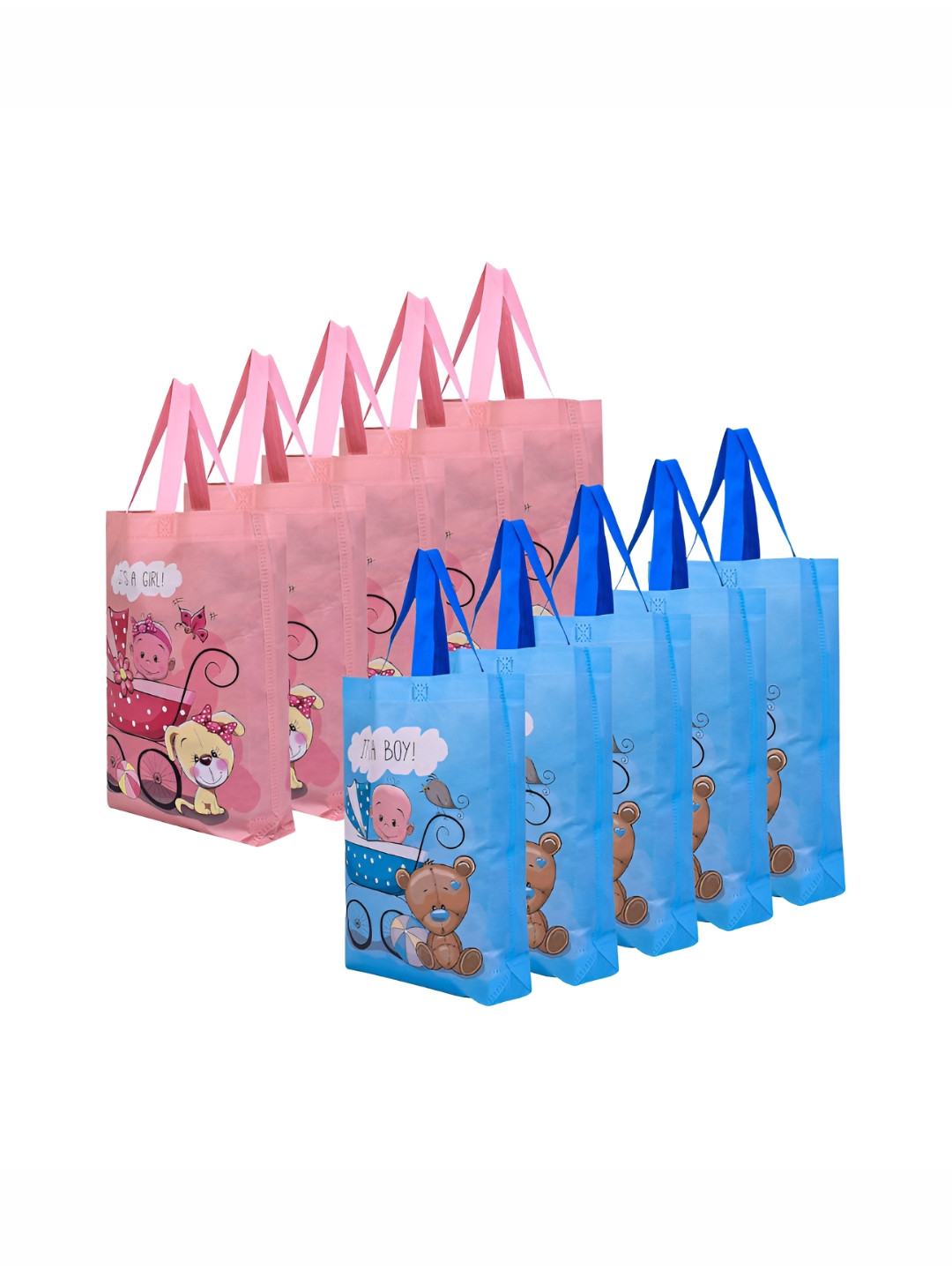 Aura Set Of 10 Printed Reusable & Foldable Shopping Bags with Handles