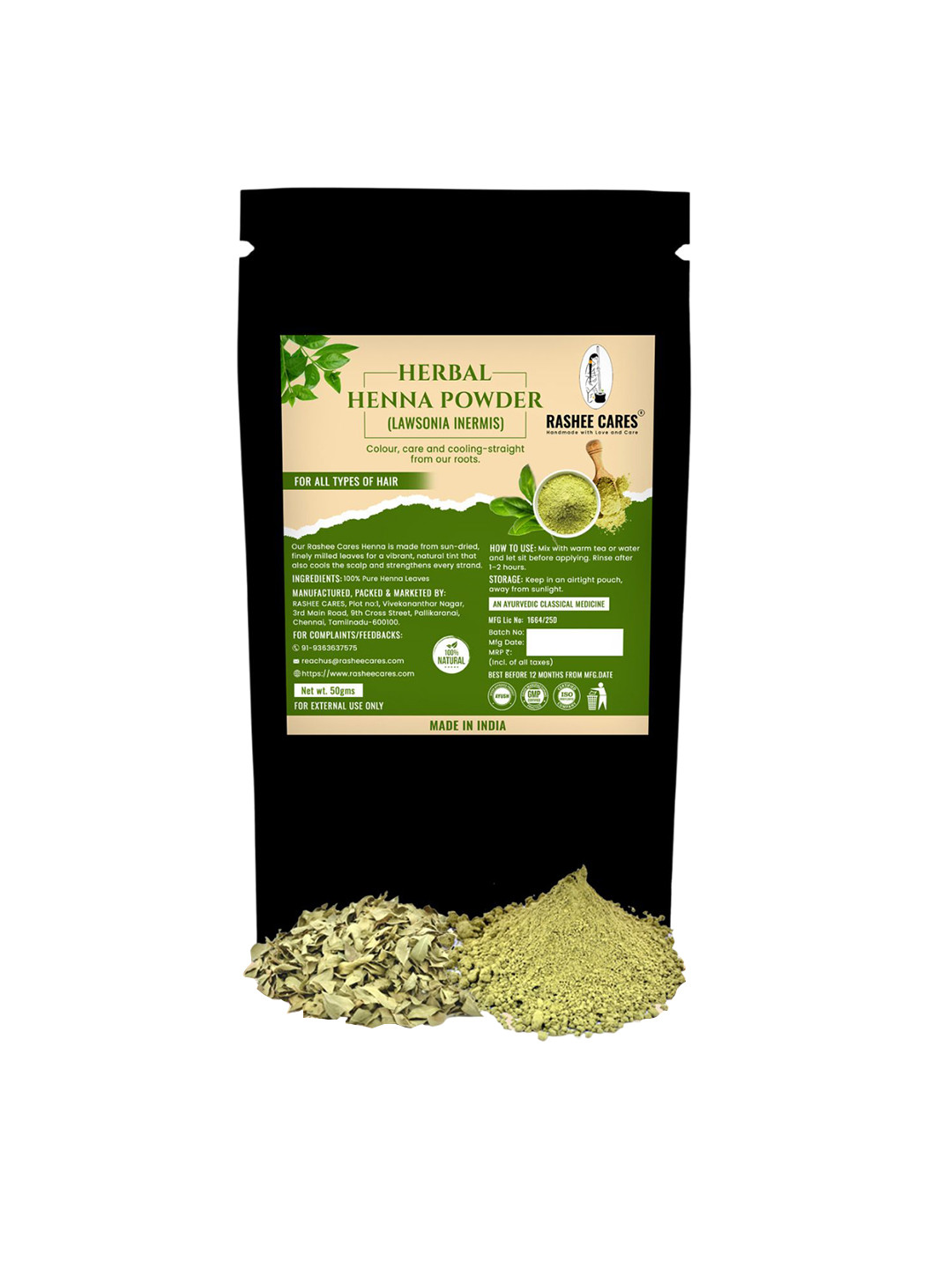 RASHEE CARES Herbal Henna Powder - 50 g - Reddish