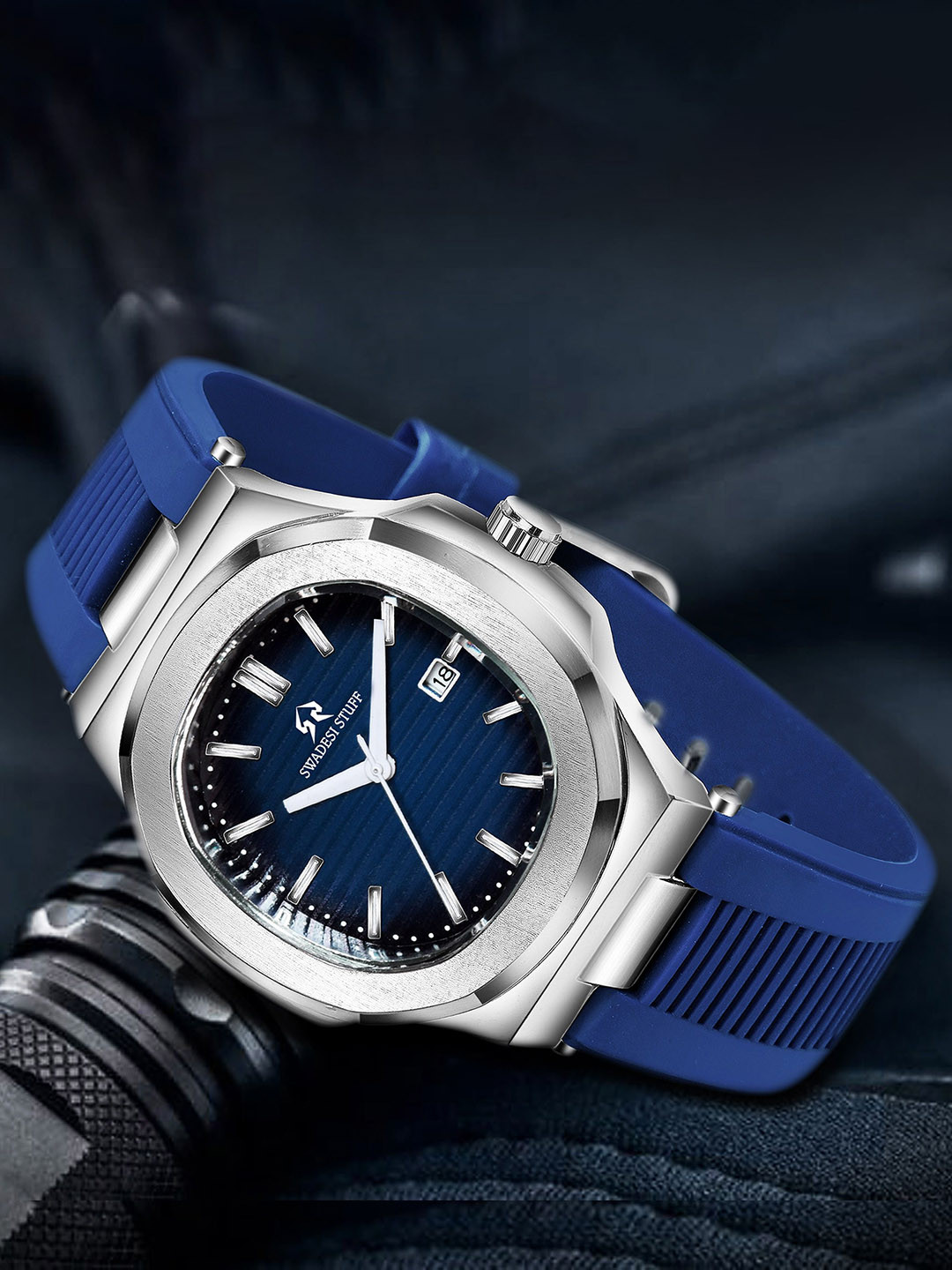 SWADESI STUFF Men Dial & Straps Analogue Watch PP SILICON BLUE 9