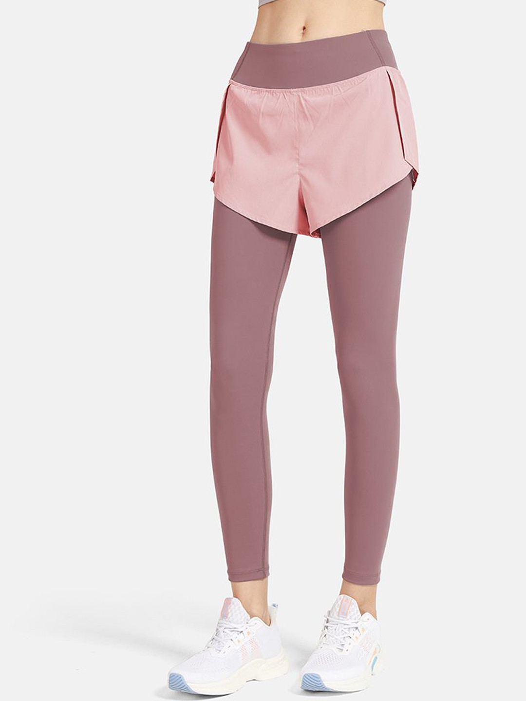 JC Collection Women Dry Fit Training or Gym Tights With Attached Shorts