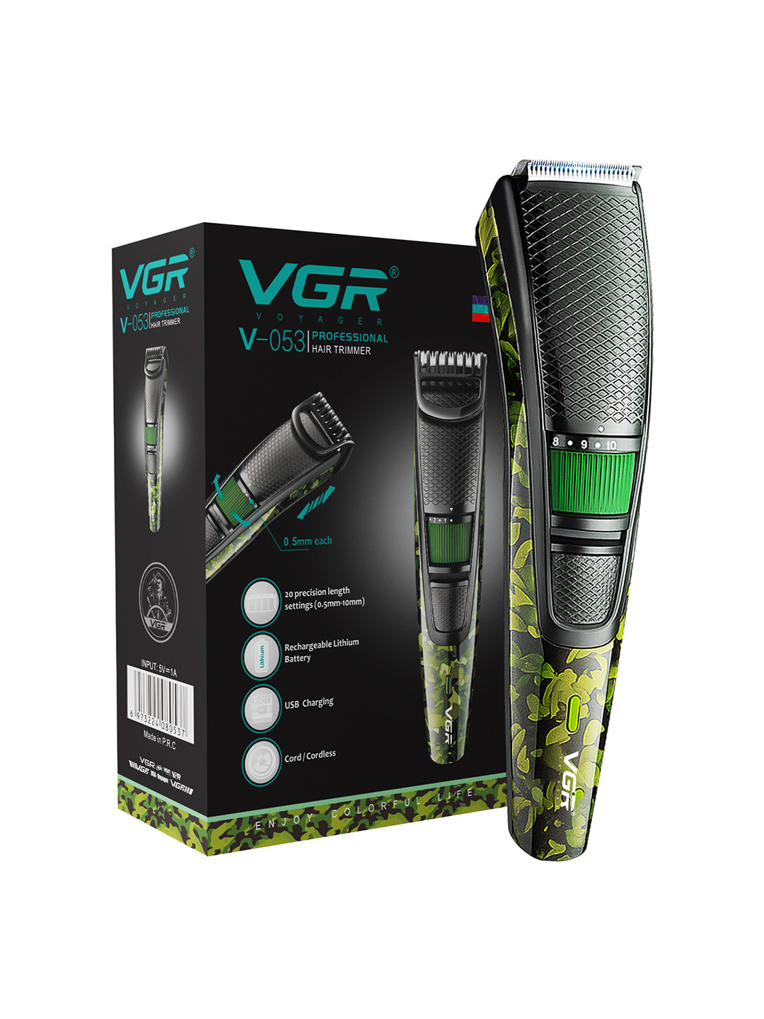 VGR V-053 Professional Hair Trimmer - Black