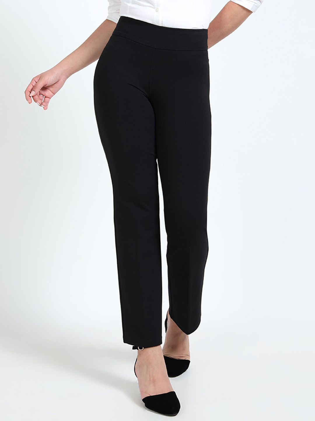 Belore Slims Women Tailored Slim Fit High-Rise Wrinkle Free FormalTrousers