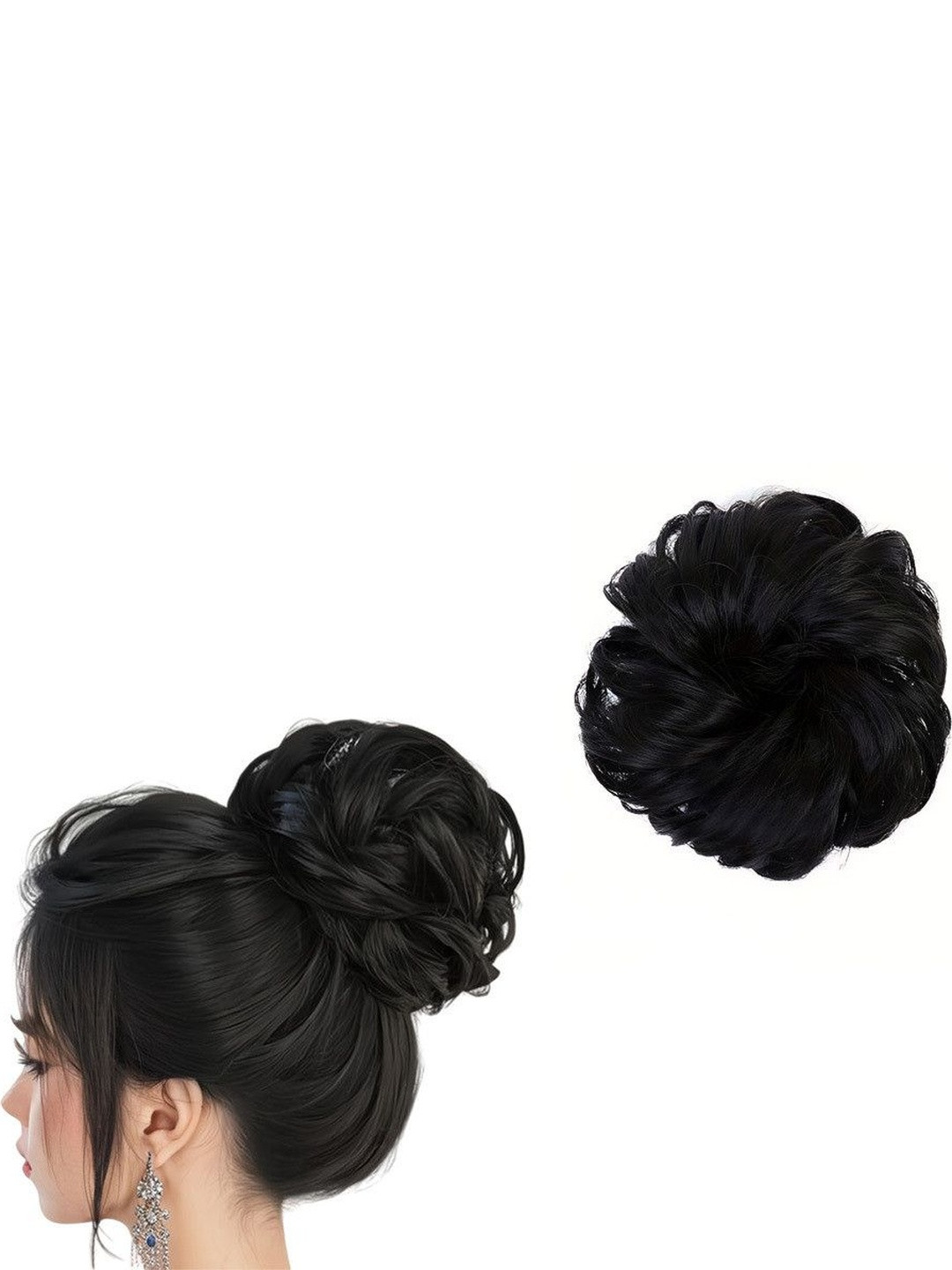 VIEWS Curly Halo Bun Hair Extension - Black - 8 In