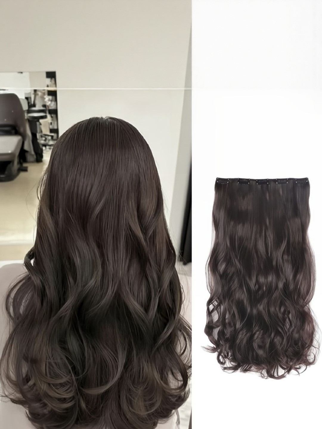 VIEWS Clip-In Wavy Scalp Topper Hair Extension - Brown - 22 inch
