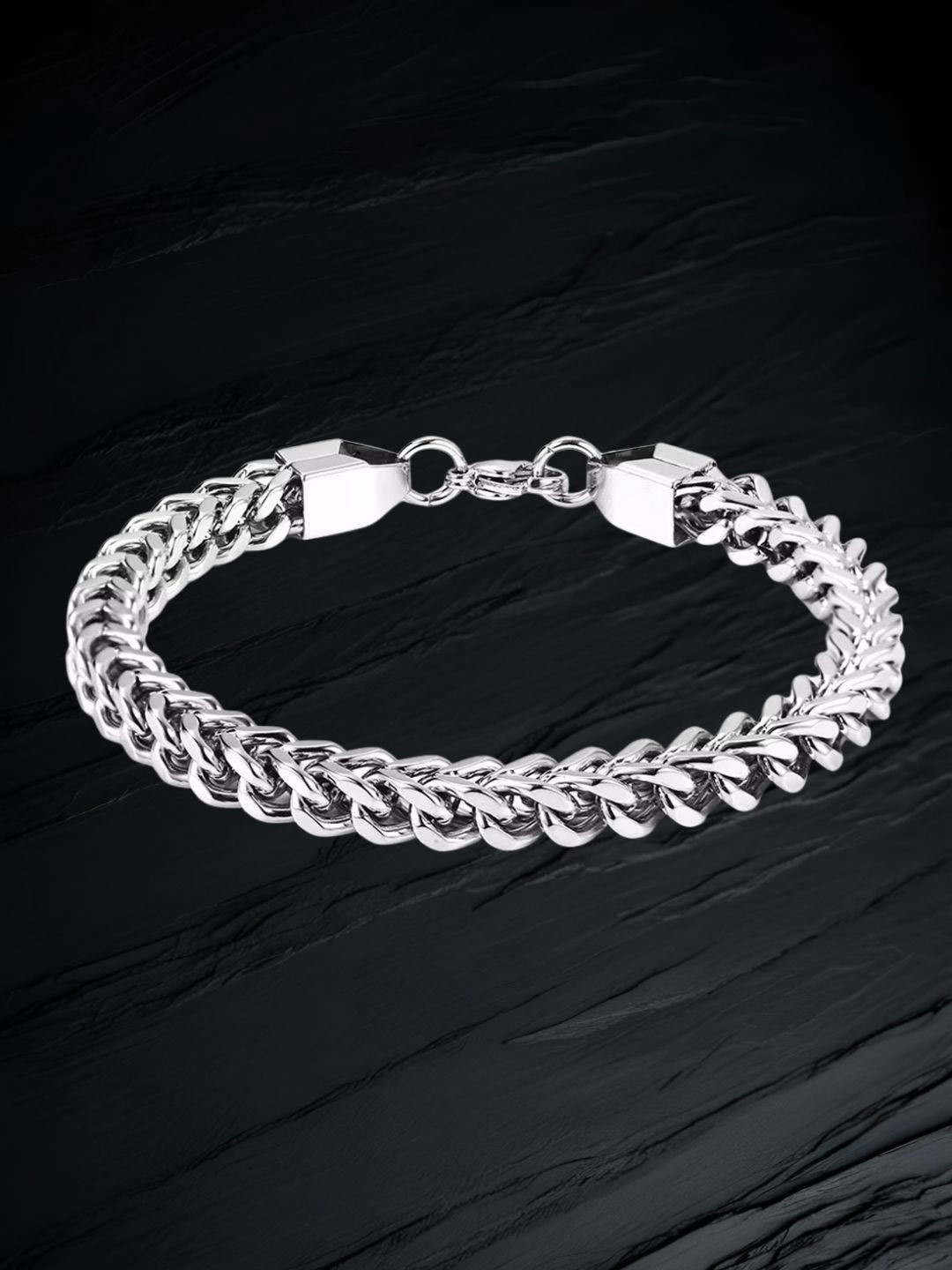 Oxidised Mall Men Silver-Plated Link Bracelet