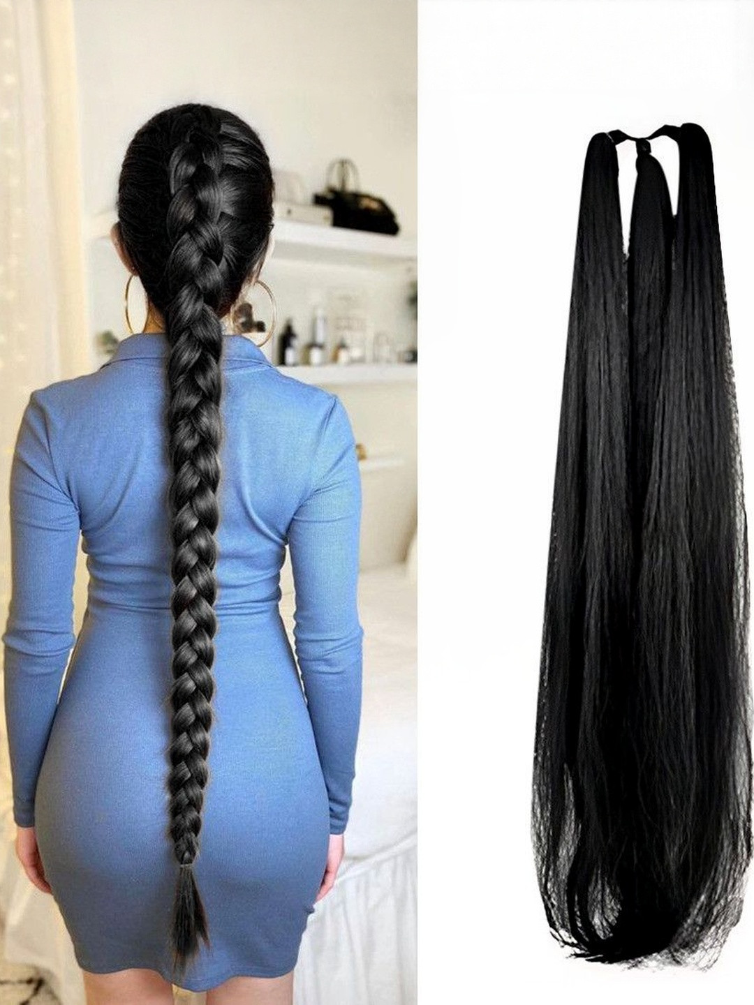 VIEWS Women Black Straight Halo Ponytail Hair Extension 23 inch