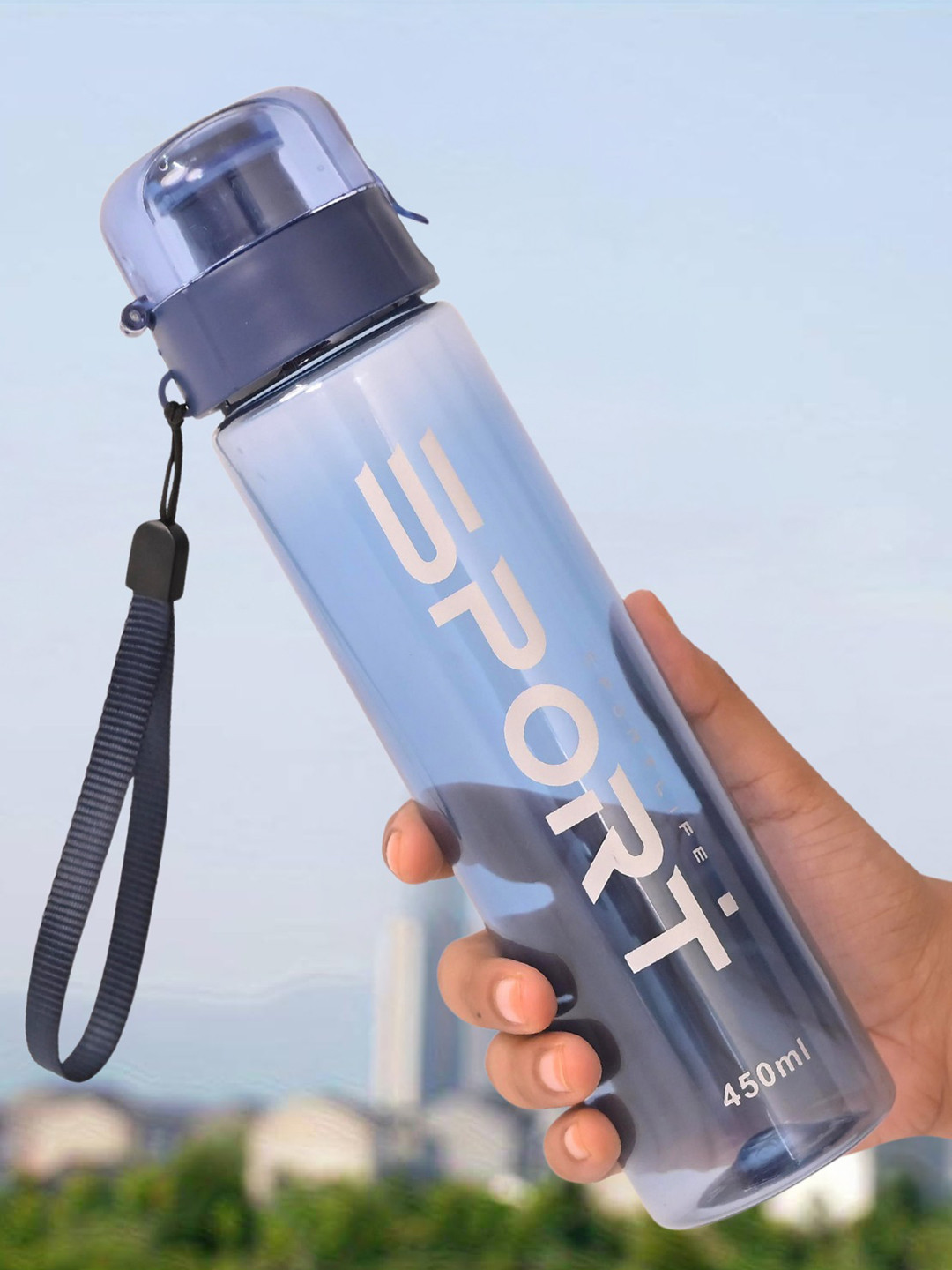 KeepCart Blue & White Printed BPA Free Water Bottle 450 ml
