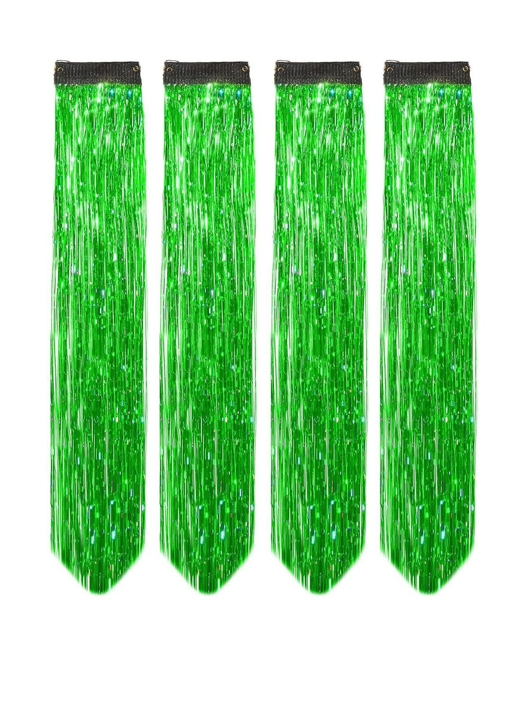 VIEWS Set Of 4 Clip-In Straight Locks Hair Extension - Green - 24 Inch Each