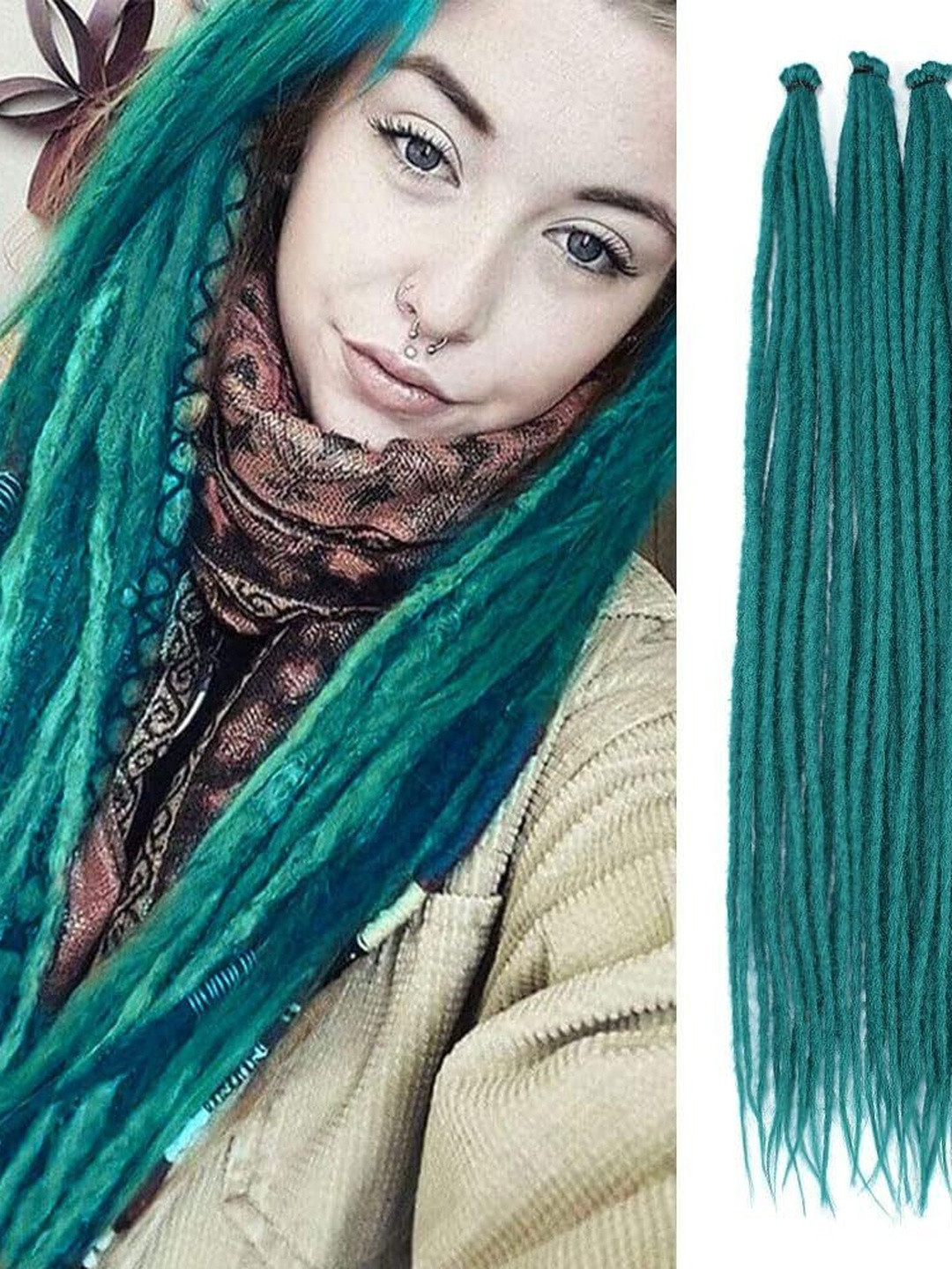 VIEWS Women Green Wavy Clip-In Locks Hair Extension