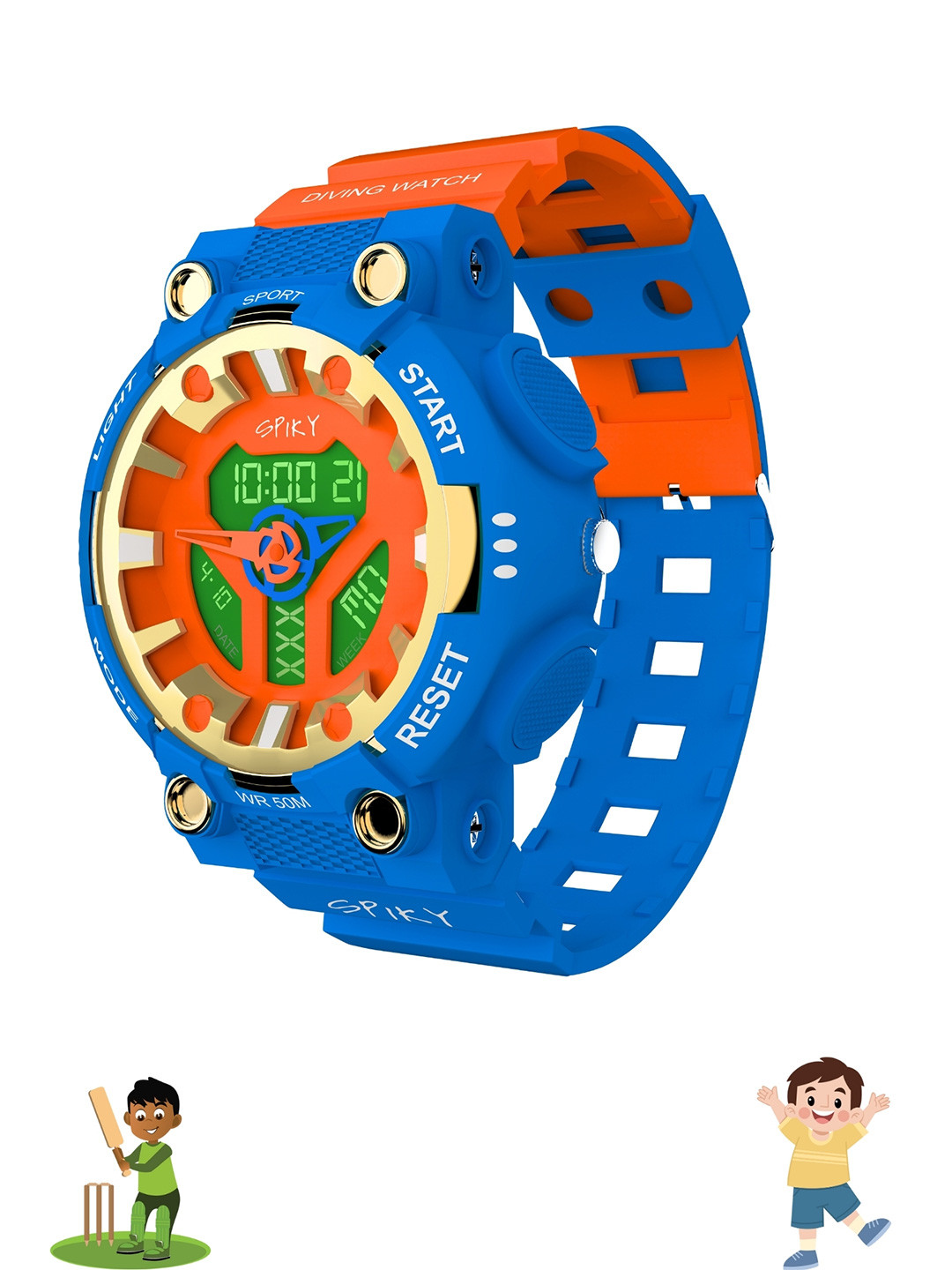 Spiky Kids Analogue and Digital Multi Function Automatic Watch SPKEVA31_C2_MOrg