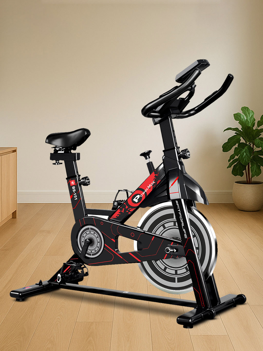 PowerMax Fitness BS-151 Exercise Spin Bike LCD Display and Friction Braking System