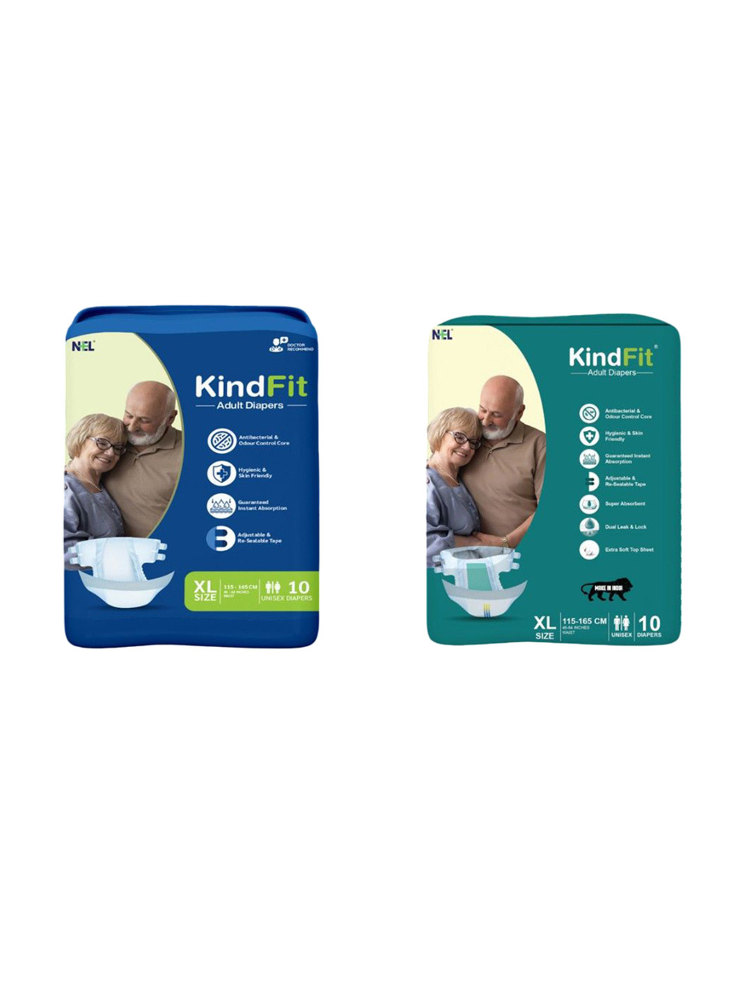 Kindfit Set Of 2 Tape Style Adult Diapers - 10 Pcs Each - XL