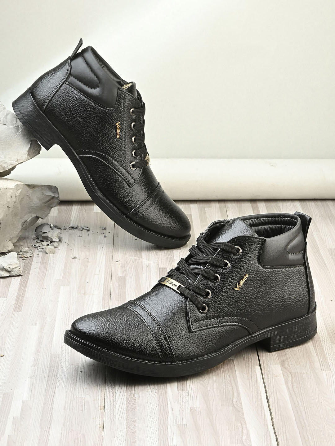 Vellinto FLEXOR Men Round Toe Block Heels Mid-Ankle Boots