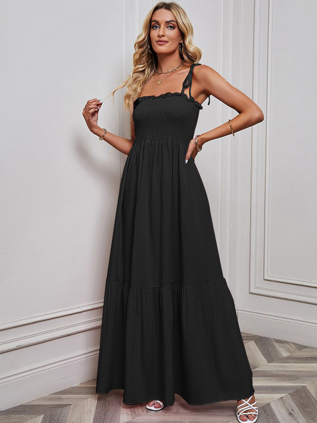 StyleCast Women Smocked Square Neck Maxi Dress