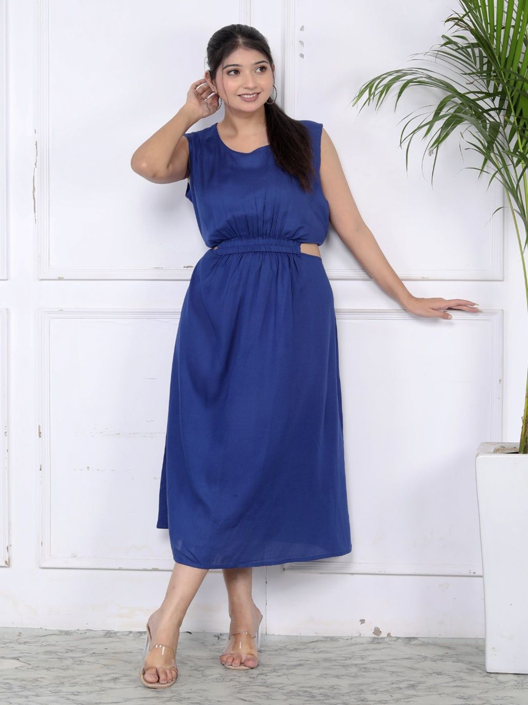 Akrish Women Solid Fit & Flare Dress