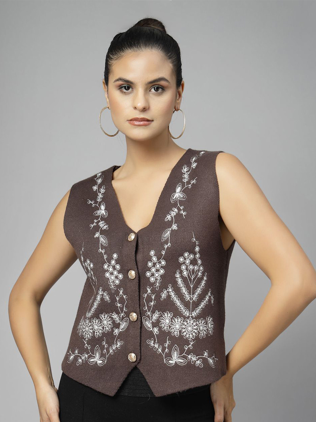 Mafadeny Women's Stylish V-Neck Sleeveless Top