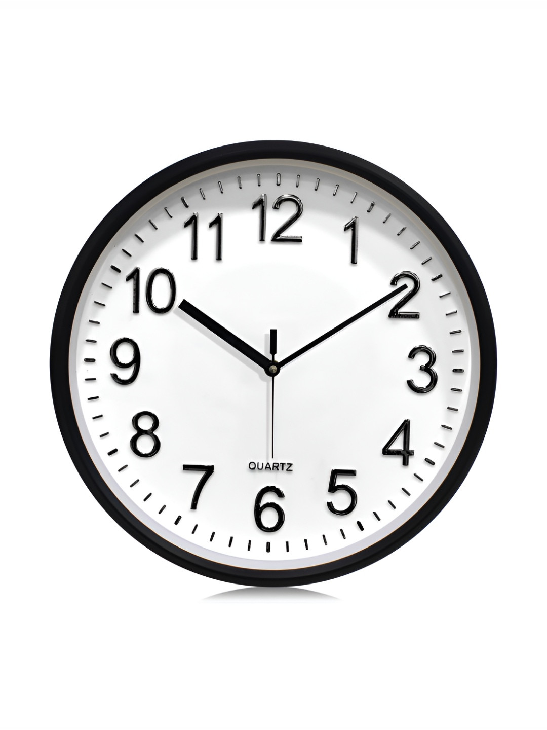 Random Classic Black & White 12-Inch Quartz Wall Clock with 3D Numbers