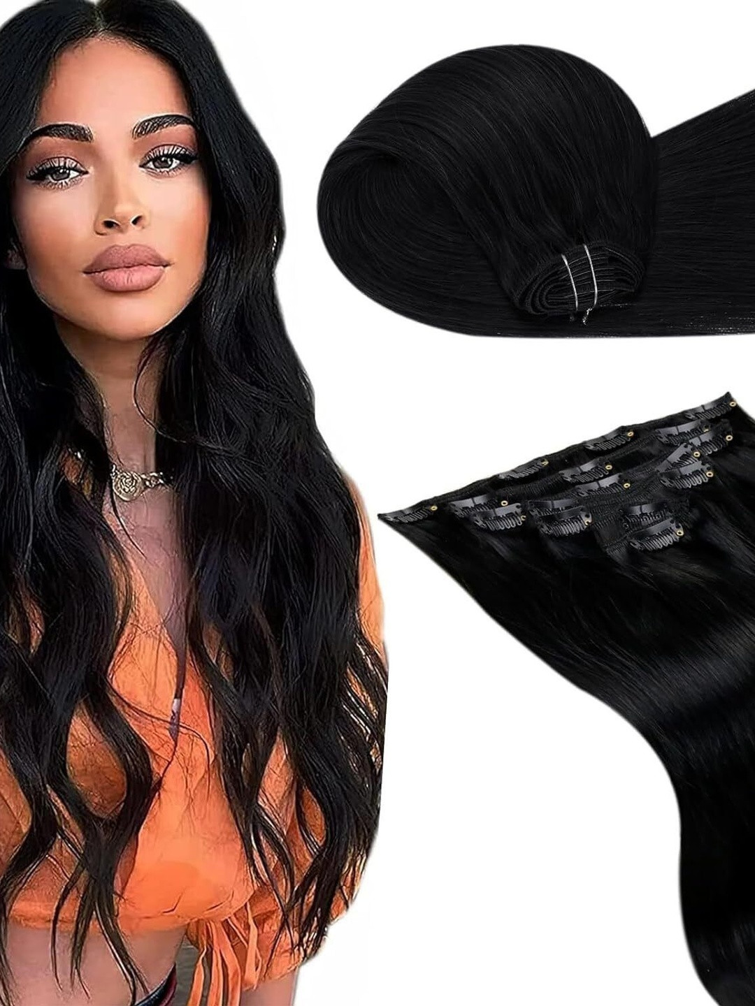 VIEWS Women Black Wavy Clip-In Locks Hair Extension - 12 inch