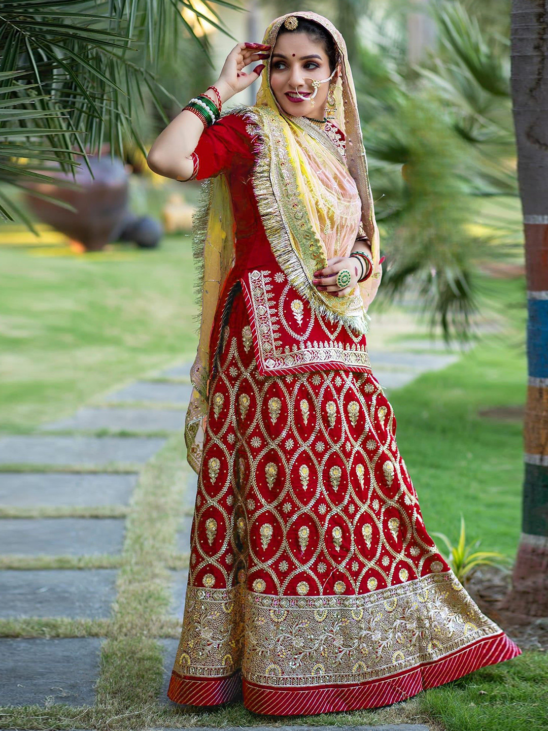 MADHUR HAND WORK ART Embroidered Beads and Stones Satin Semi-Stitched Lehenga Choli