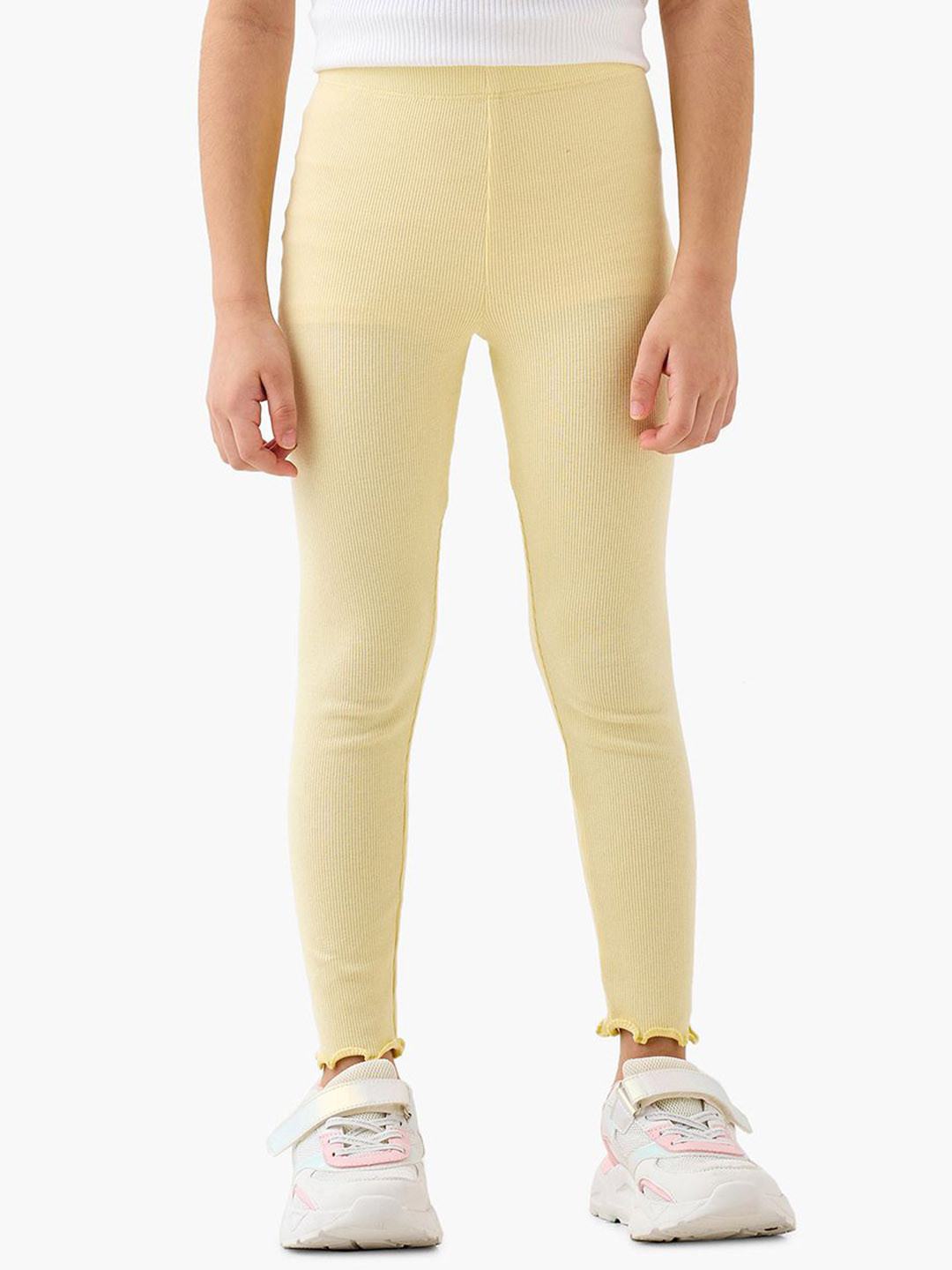 Juniors by Babyshop Girls Cotton Ankle Length Leggings With Ruffle Cuffs