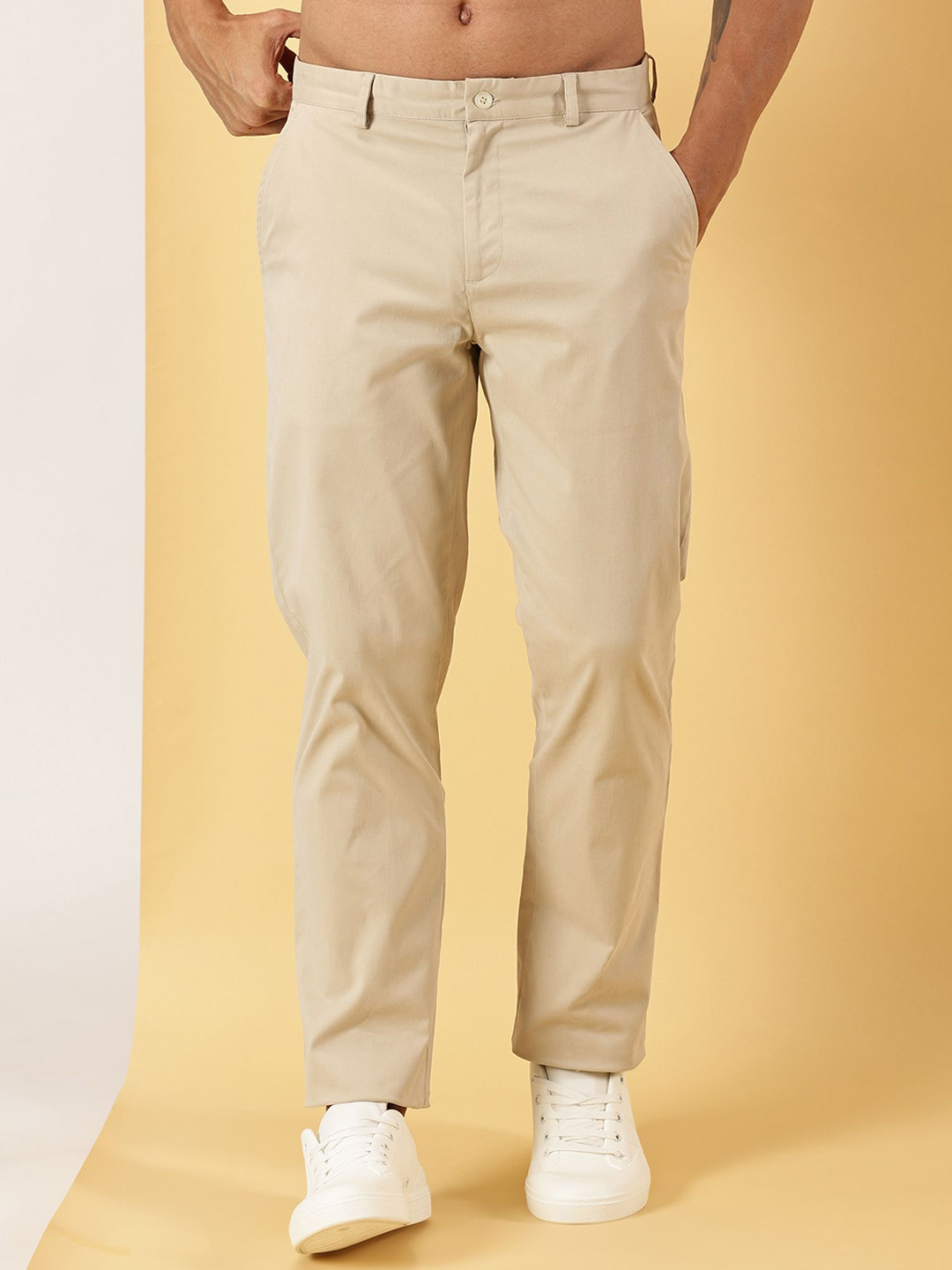 LEON Men Relaxed Cotton Chinos Trousers