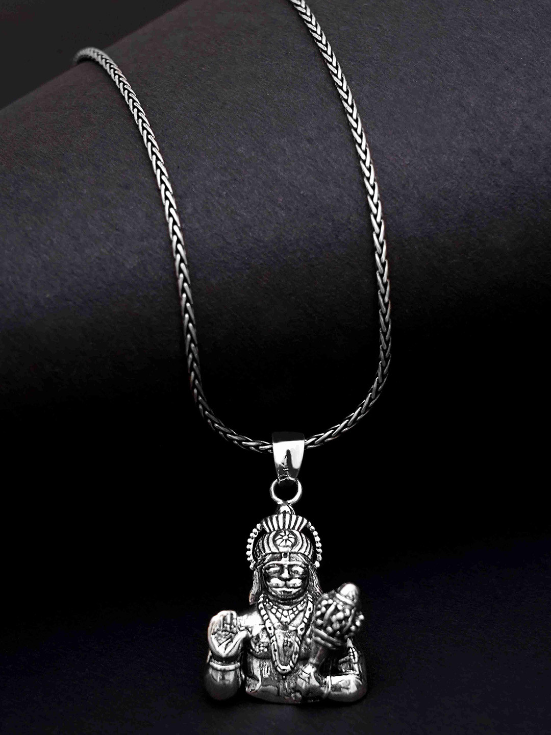 DIAVO Men 925 Silver-Plated Goddess Blissful Bajrang Bali Pendant