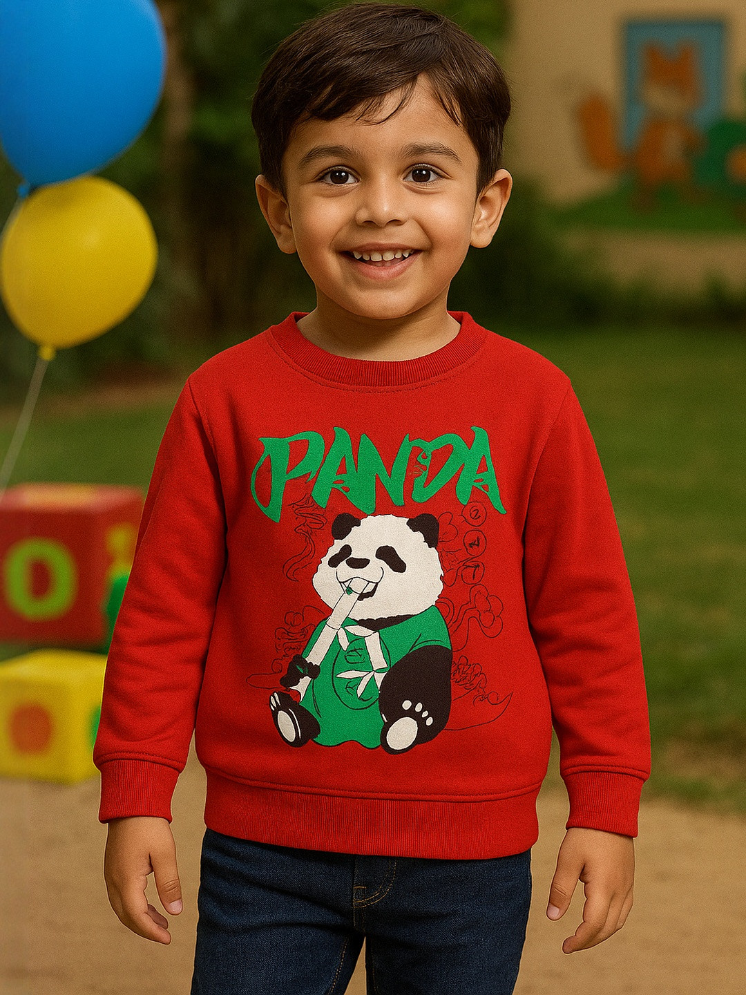 WAAMY69 Unisex Kids Red Panda Printed Sweatshirt