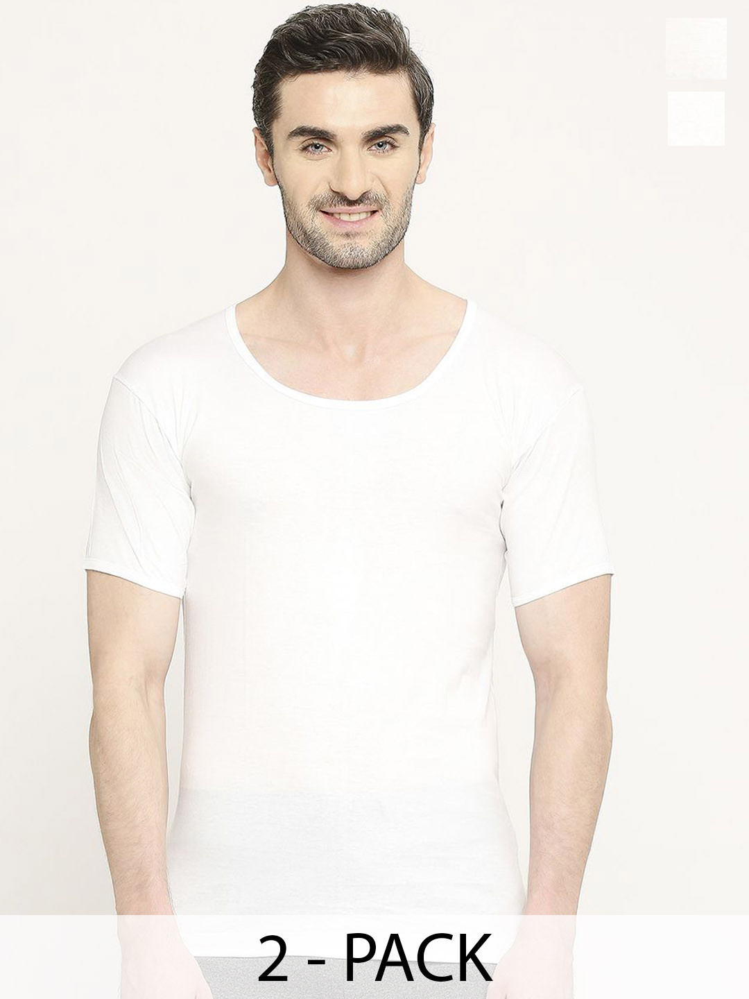 VIP Men Pack Of 2 Round Neck Pure Cotton Undershirt Vests VP-MI-VS-KARS2-2X5-IN-PO2-95