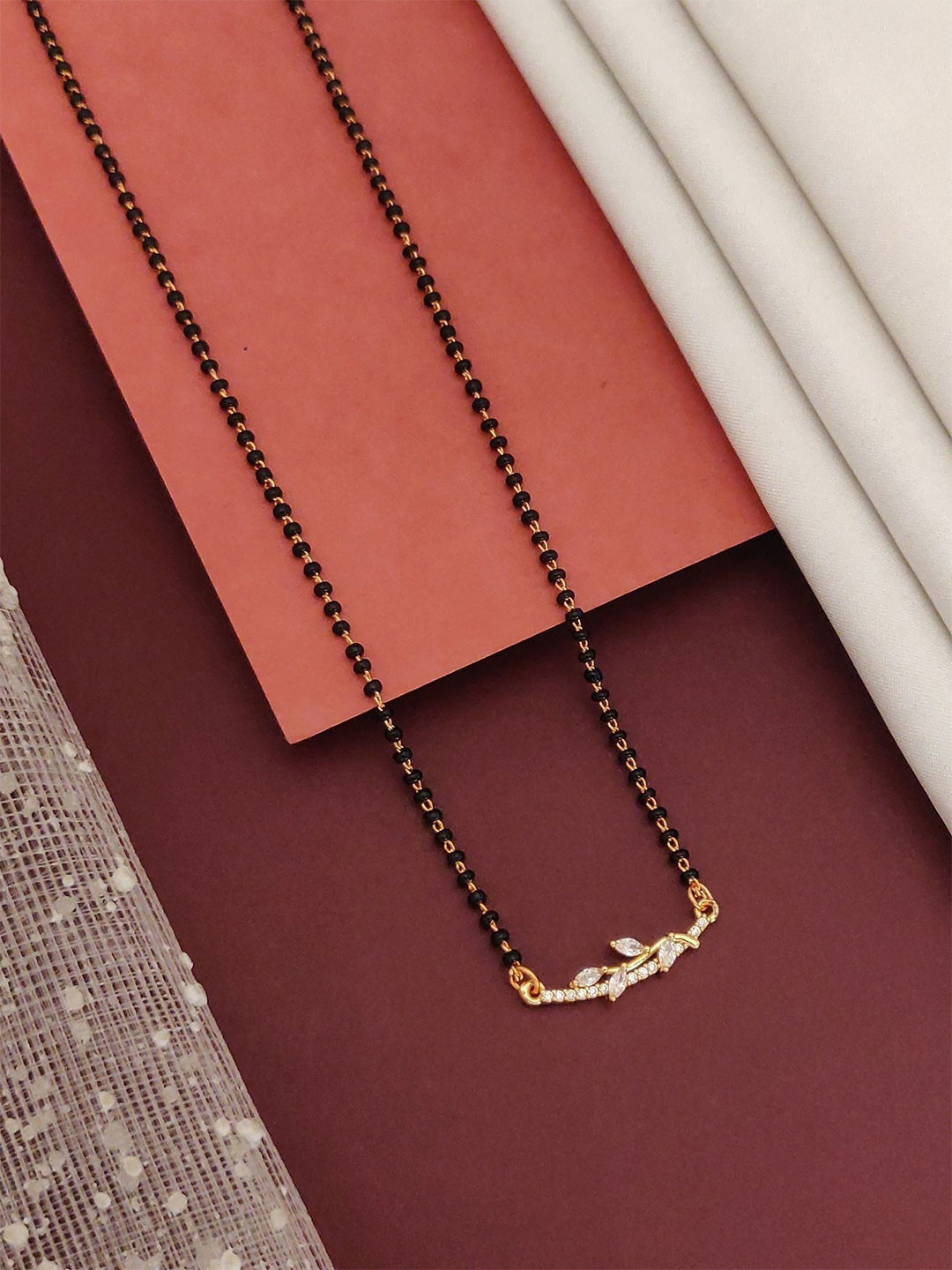 ABDESIGNS Rose Gold-Plated AD Artificial Stones and Beads Mangalsutra