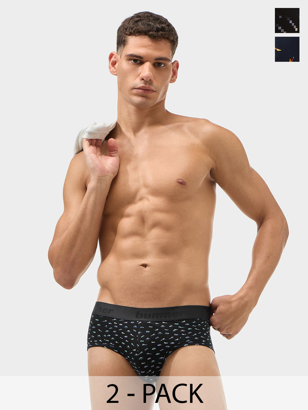 bummer Men Pack Of 2 Printed Cotton Mid Rise Briefs BRJABVRO02