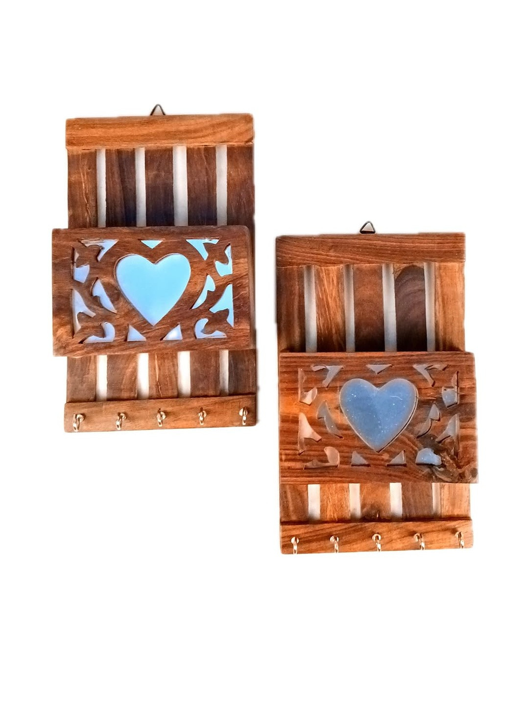 apka mart Pack of 2 Brown Welcome Key Holder  With Letter Box For Wall Decor