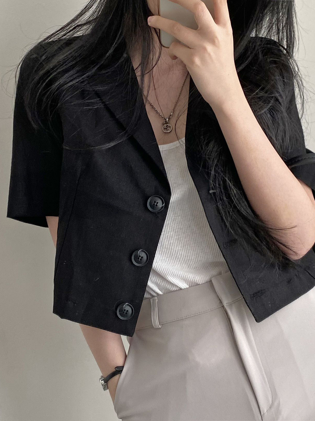 StyleCast Women  Shawl Collar Short Sleeves Denim Jacket