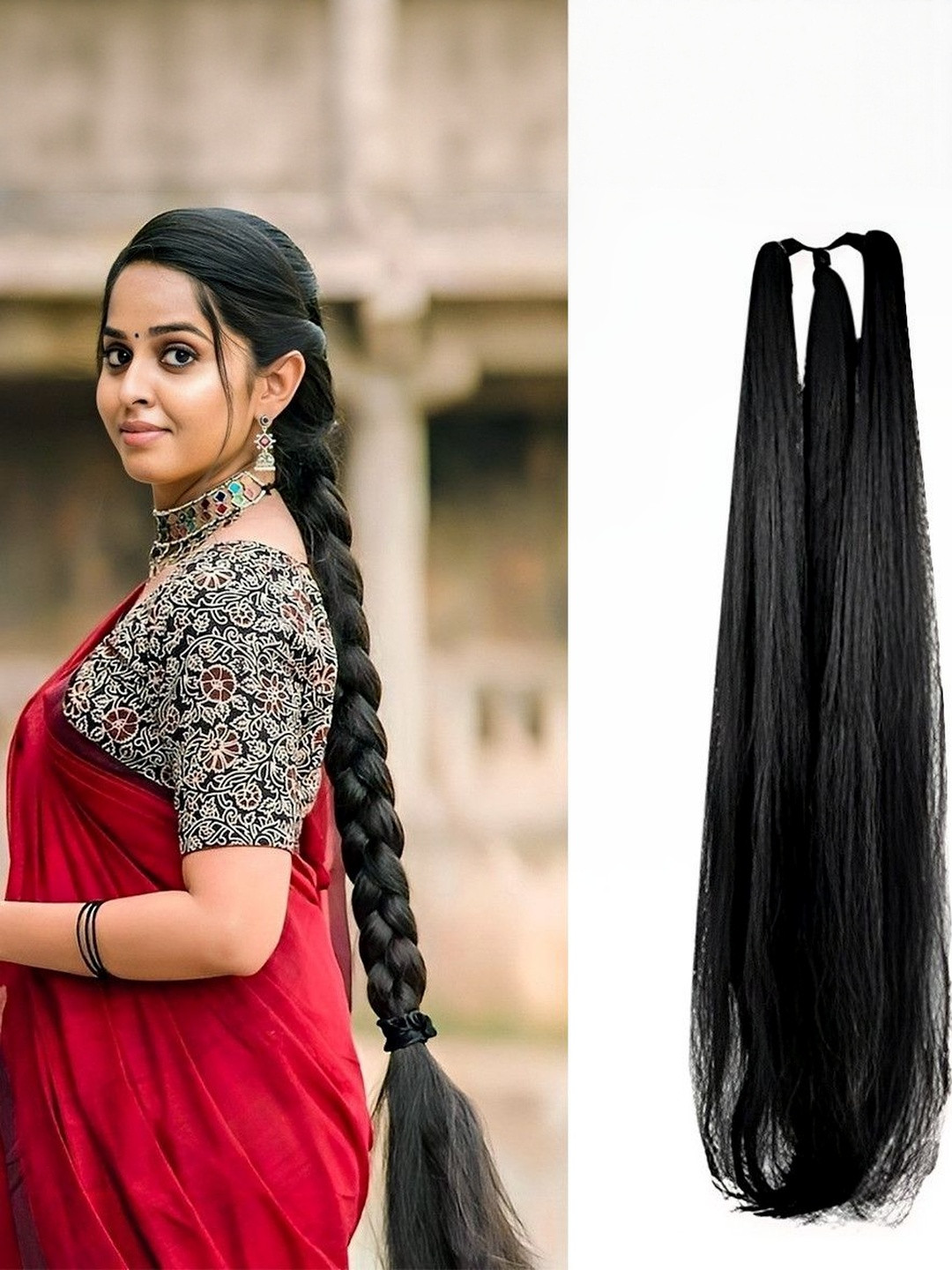 VIEWS Wavy Clip-In Locks Hair Extension-Black-23 Inch