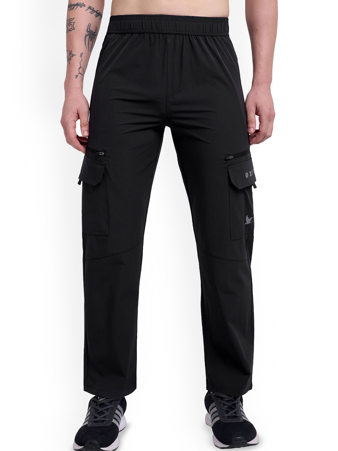 OXPECKER Men Relaxed-Fit Wrinkle Resistant Mid-Rise Cargo Track Pant