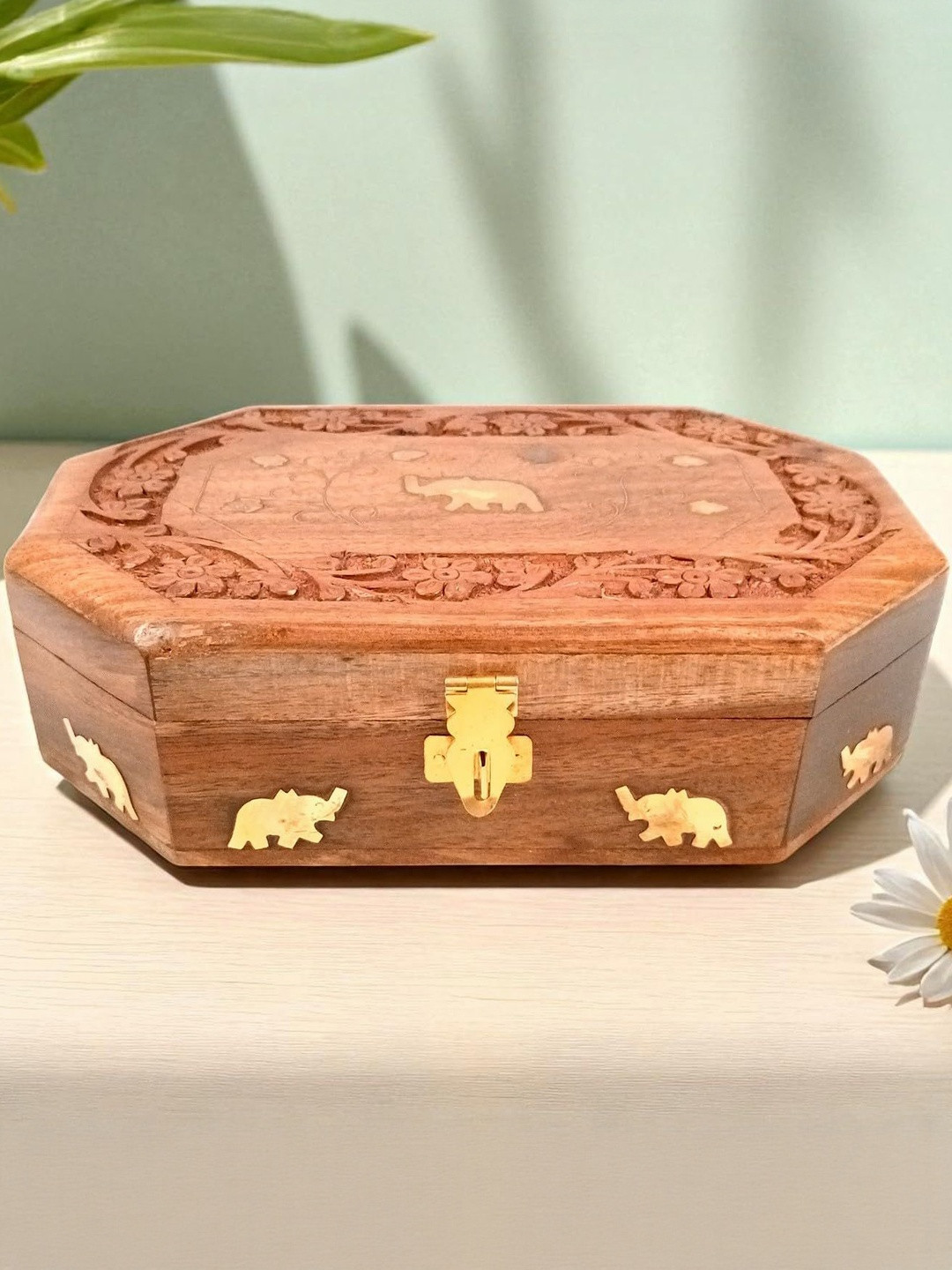 apka mart Brown Wooden Jewelry Box With Lock