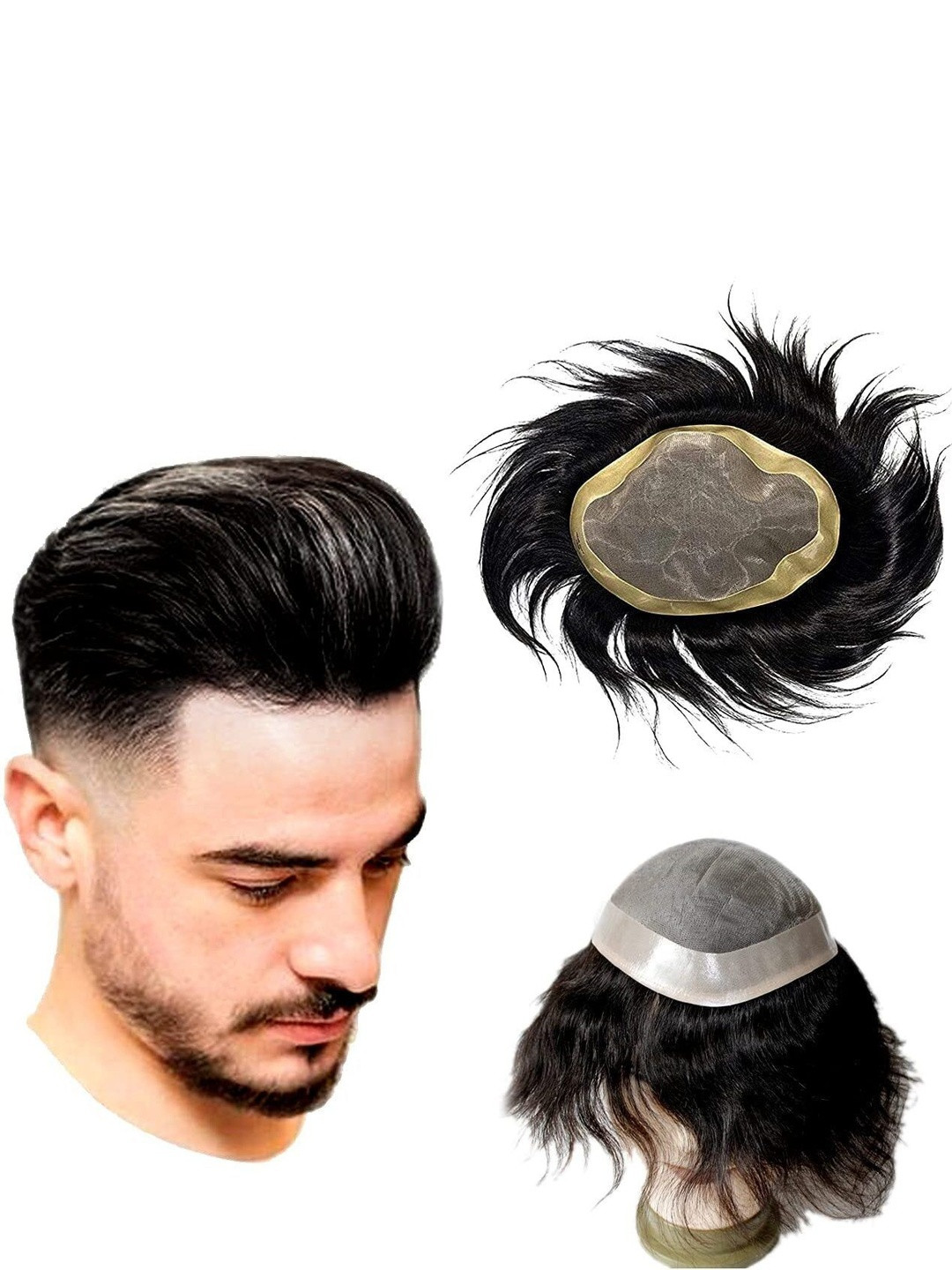 VIEWS Wavy Clip-In Toupee Hair Extension-Black-8.6 inches