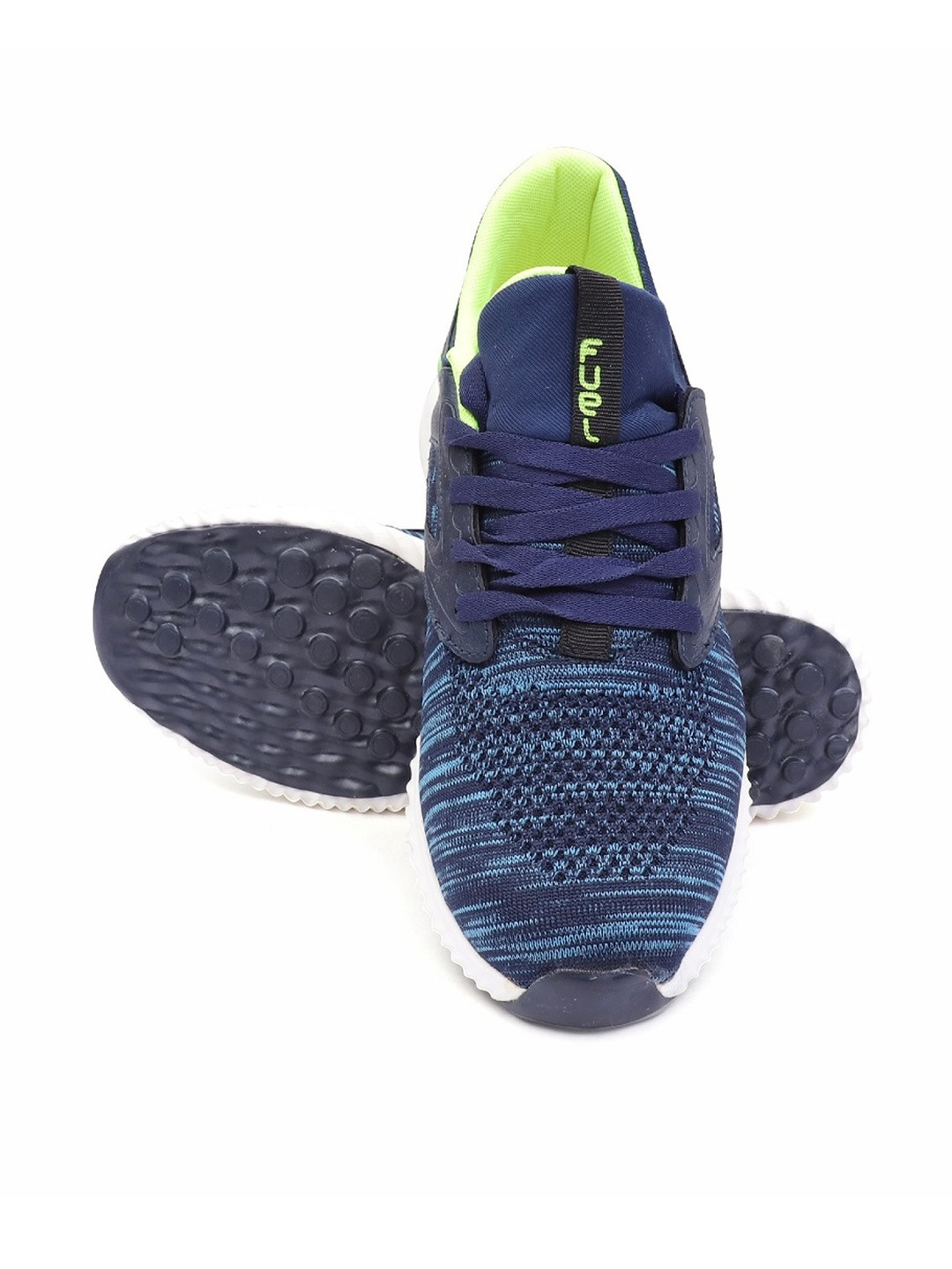 FUEL Men Blue Mesh Running Shoes with Neon Accents