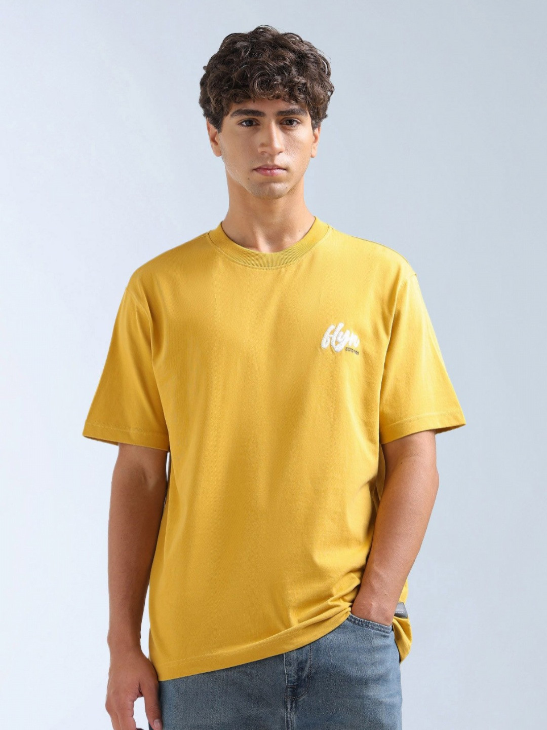 Flying Machine Men Brand Logo Printed Applique T-shirt